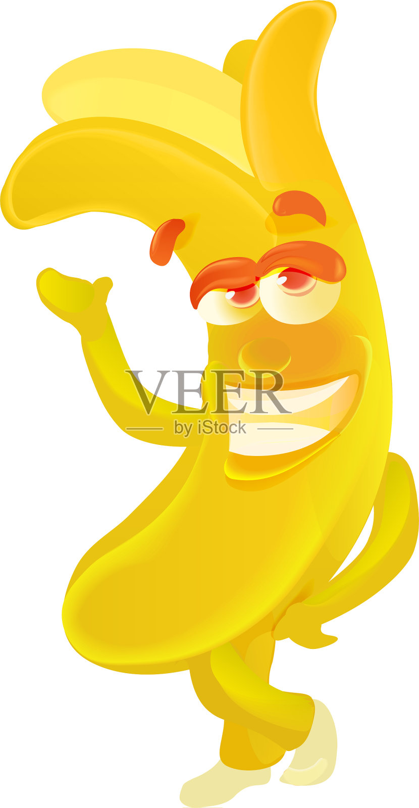 香蕉果实可爱，性状孤立，白色设计元素图片