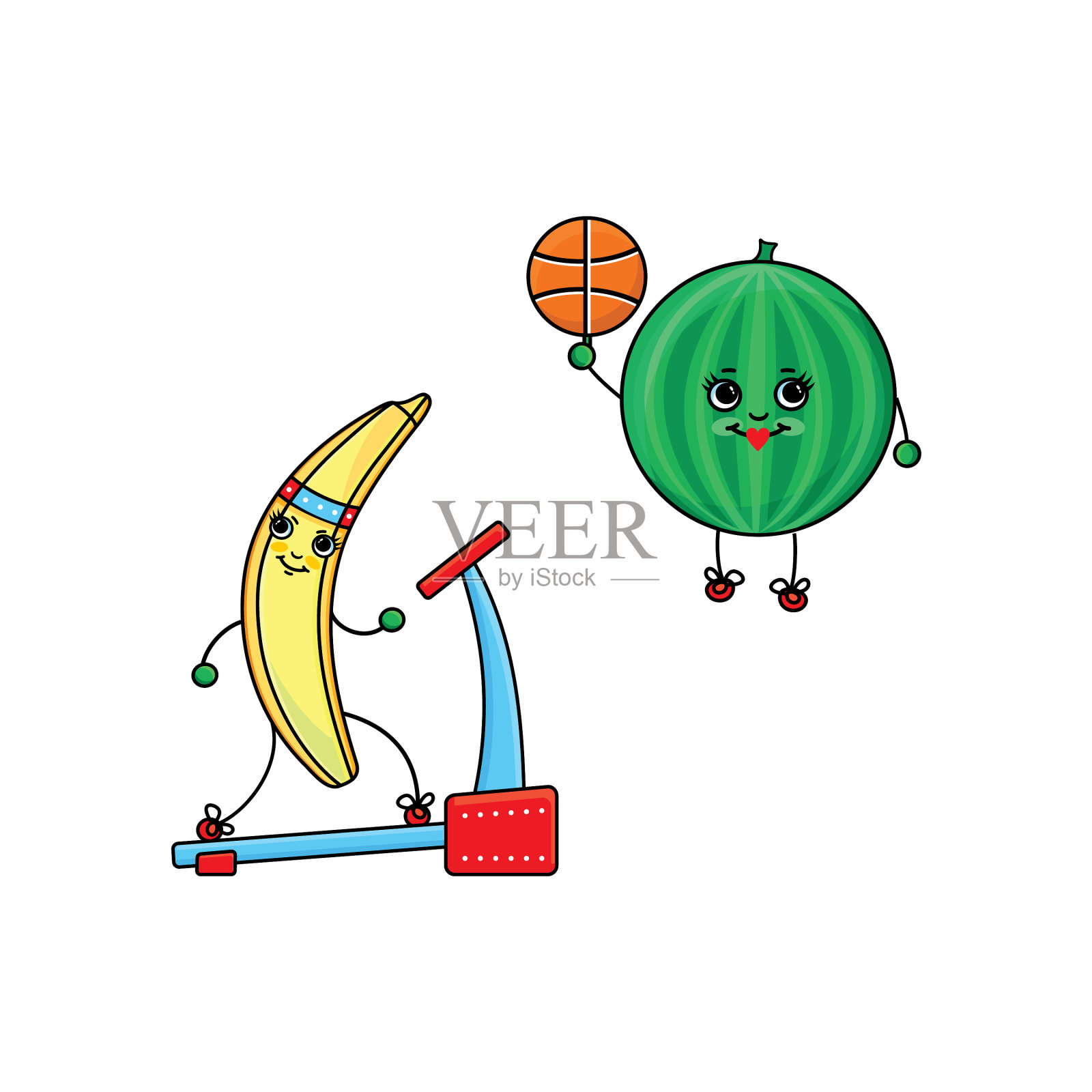 平面素描水果蔬菜做运动设计元素图片