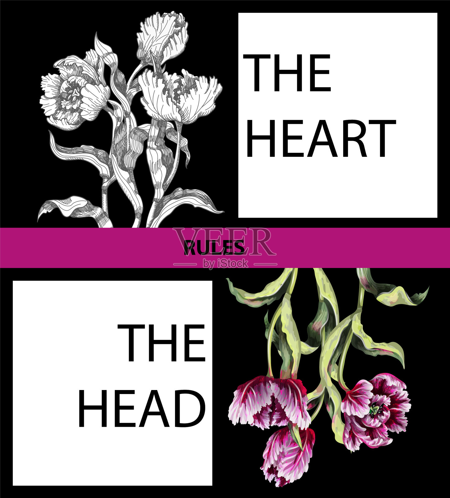 设计带有郁金香花的t恤设计元素图片