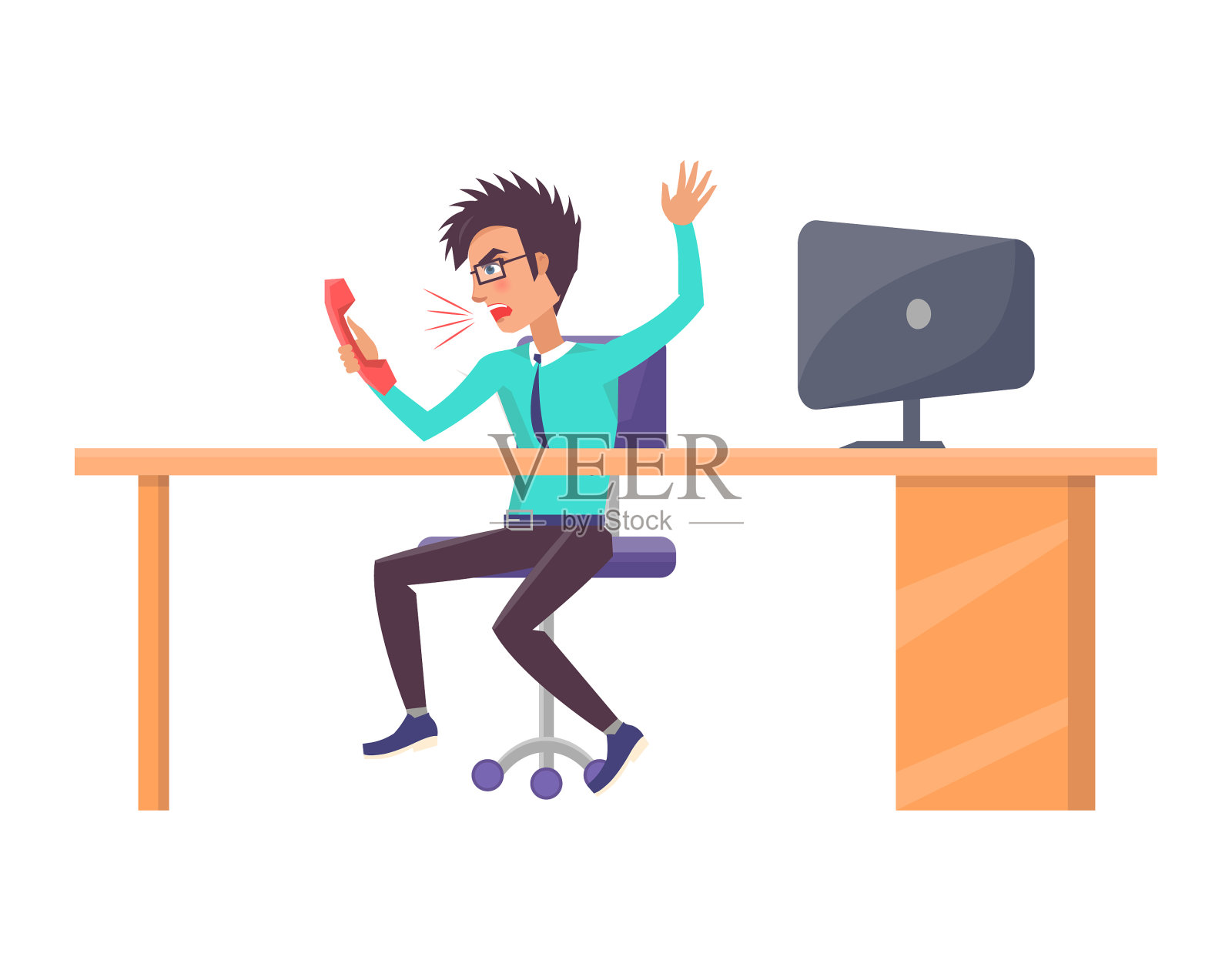 员工在电话里大喊大叫设计元素图片