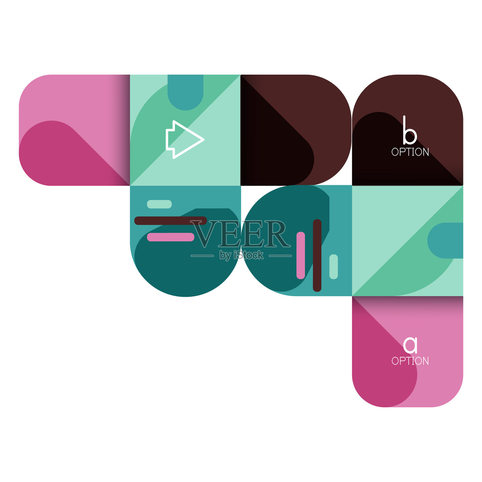 信息图选项和逐步在圆角图标素材