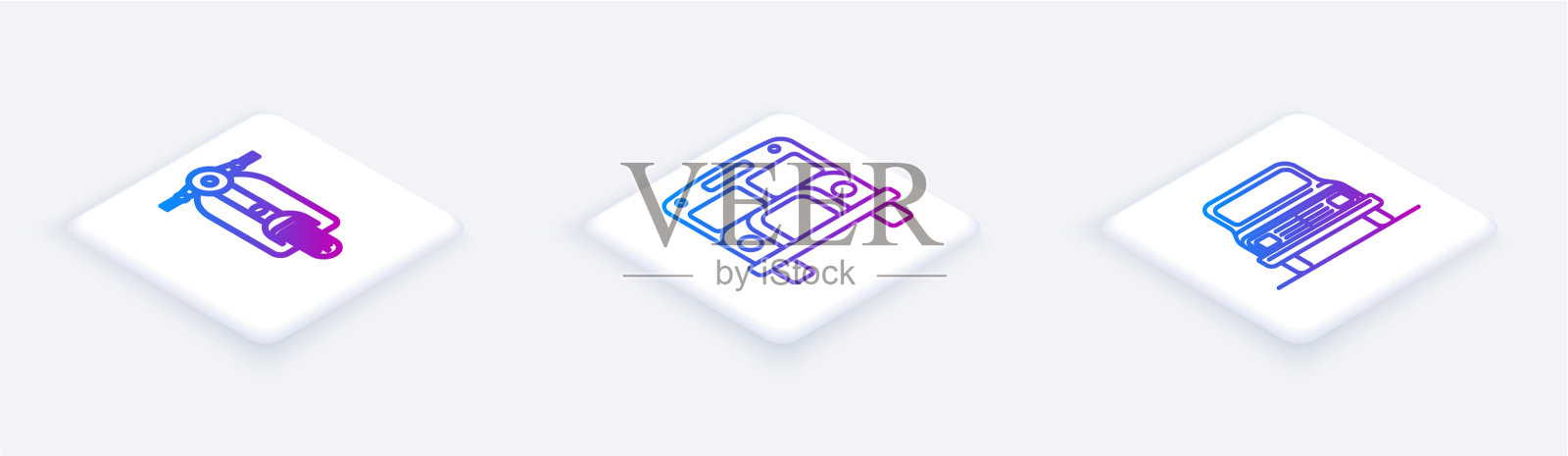 设置滑板车、校车、小车等等距线图标素材