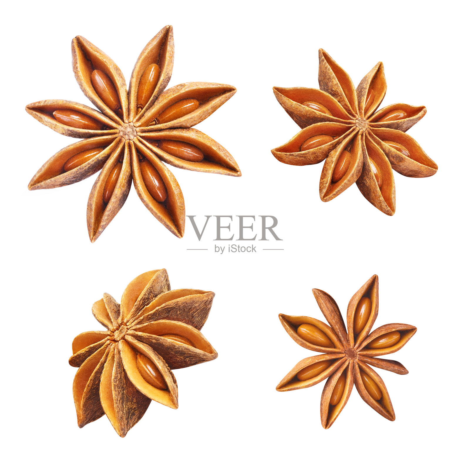 一套美味的八角茴香在白色照片摄影图片