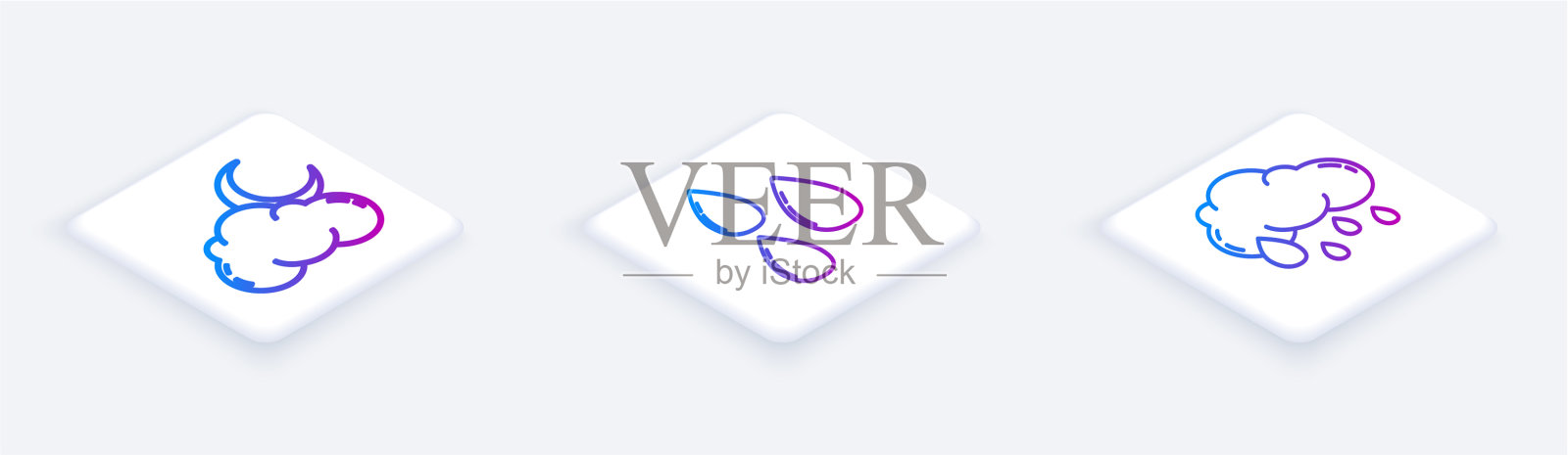 用月亮和星星设置等距线云图标素材