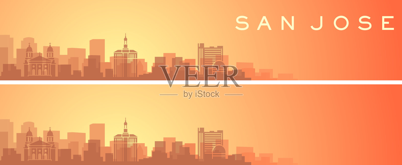 圣何塞美丽的天际线风景横幅插画图片素材