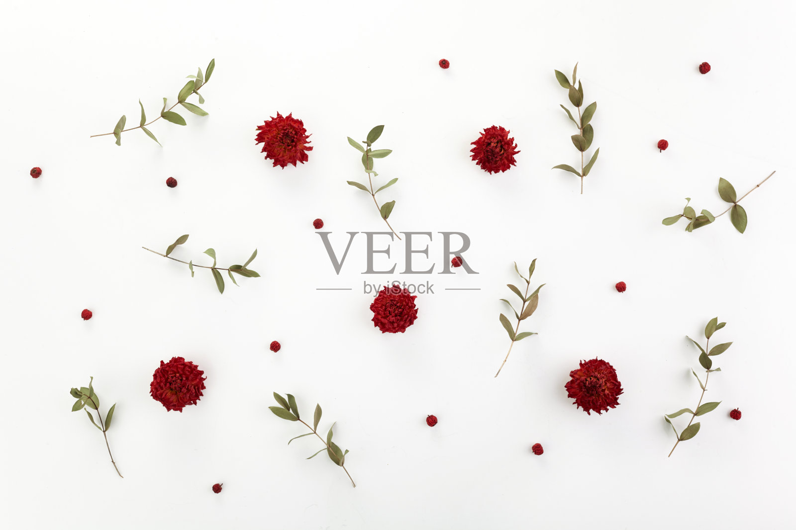 复古图案的装饰设计。复古的花卉图案。最小平。干燥花的背景。照片摄影图片