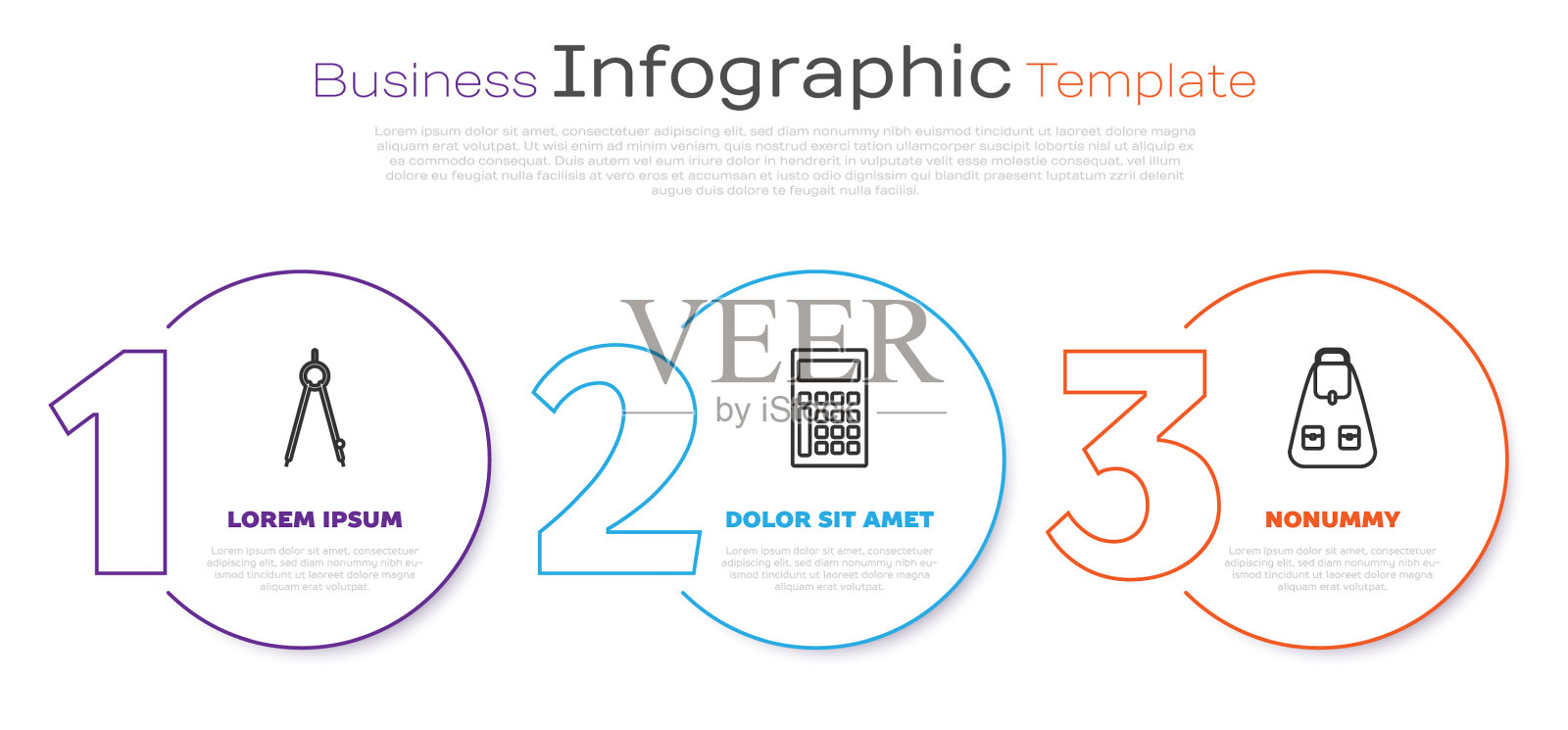 设线画指南针计算器和学校插画图片素材