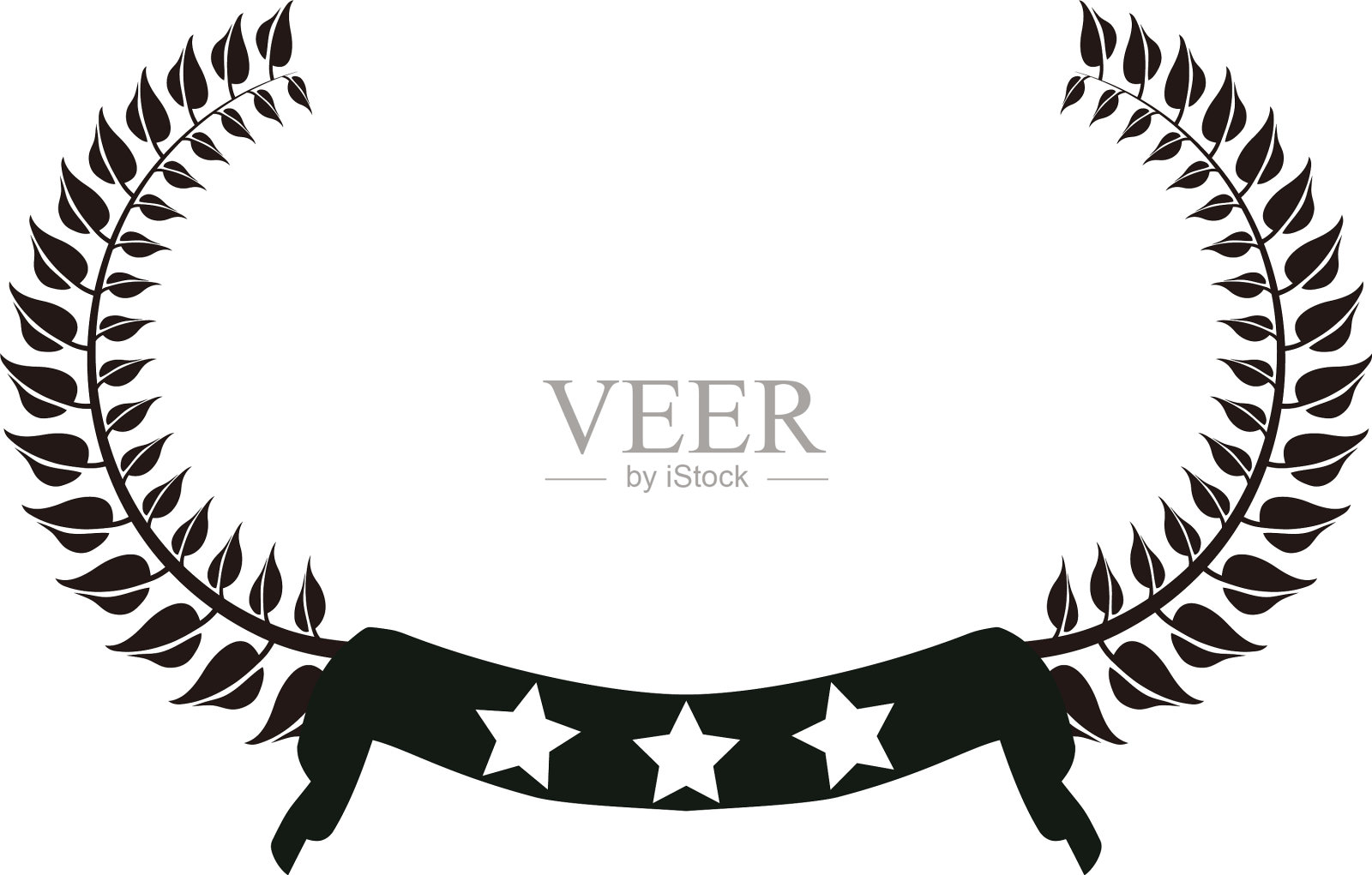 黑白宽圆框月桂三种设计元素图片