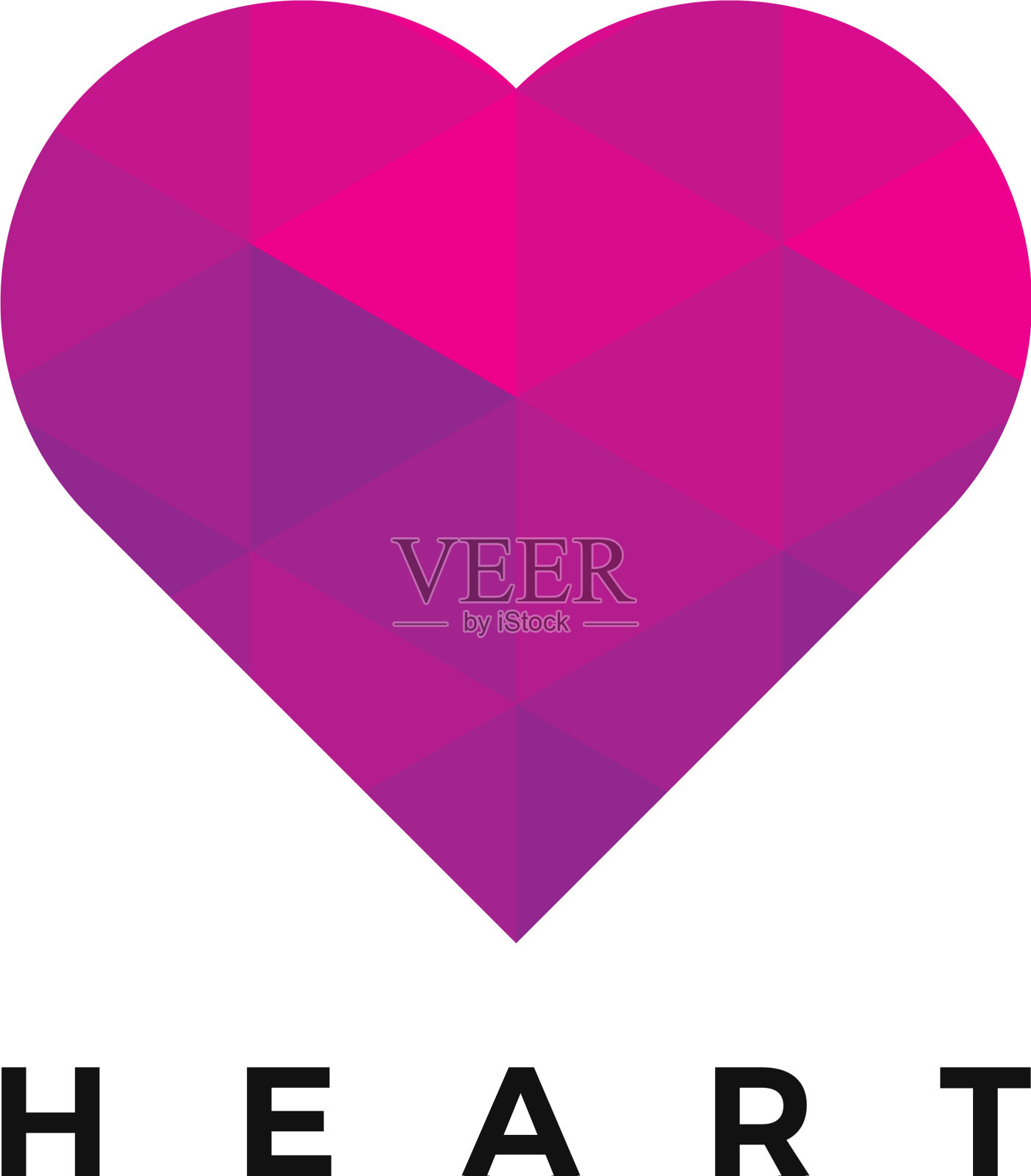 心脏图标与多边形风格插画图片素材