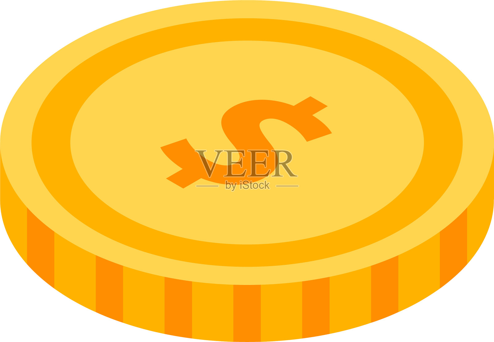 黄金美元硬币图标等距风格插画图片素材