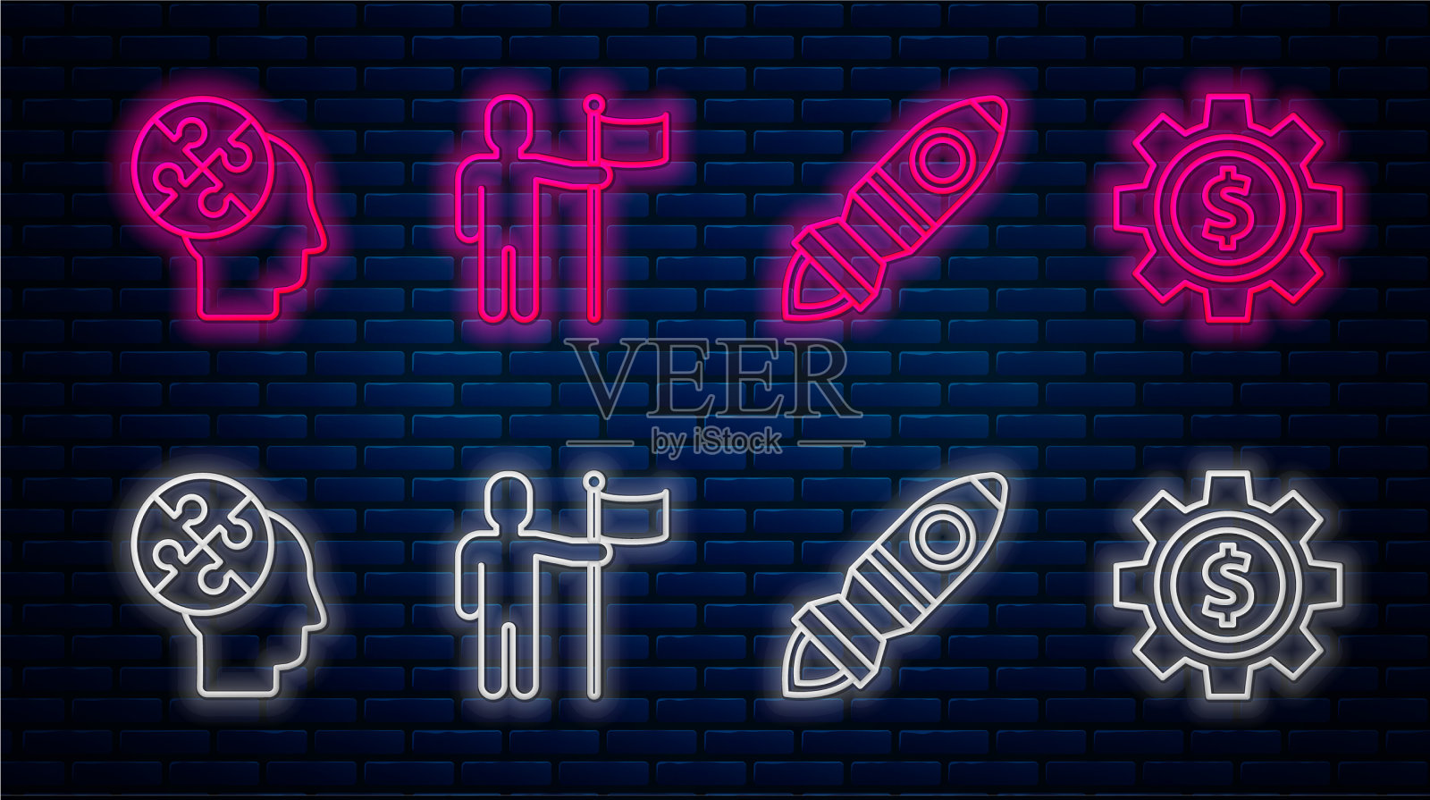 派线员举着旗子点燃火箭船图标素材