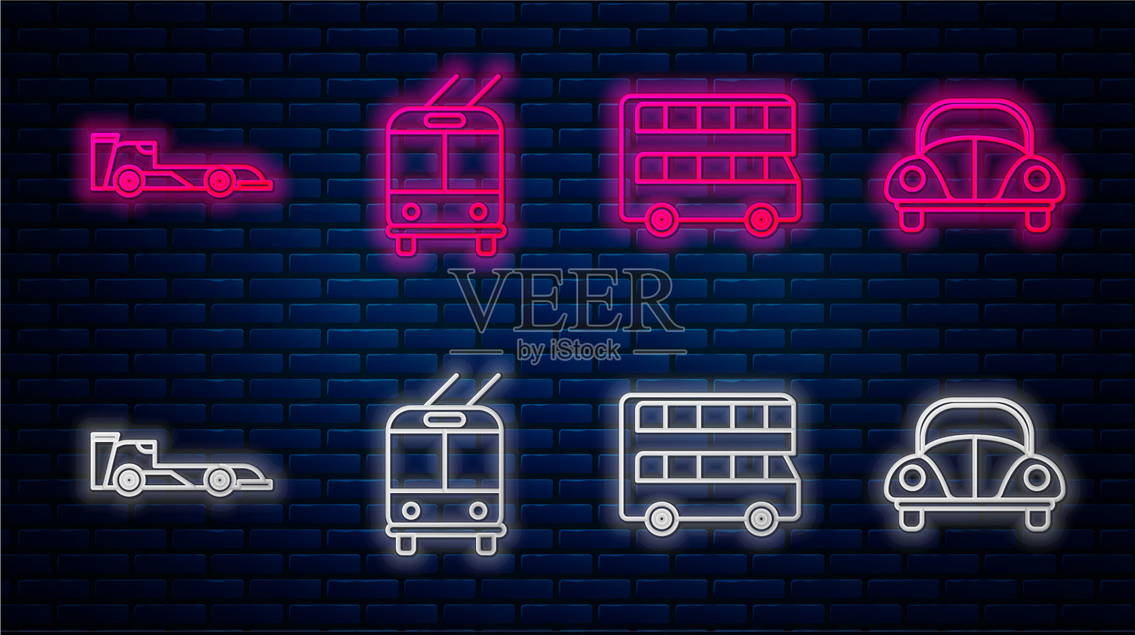 设有轨电车双层公交线路公式插画图片素材