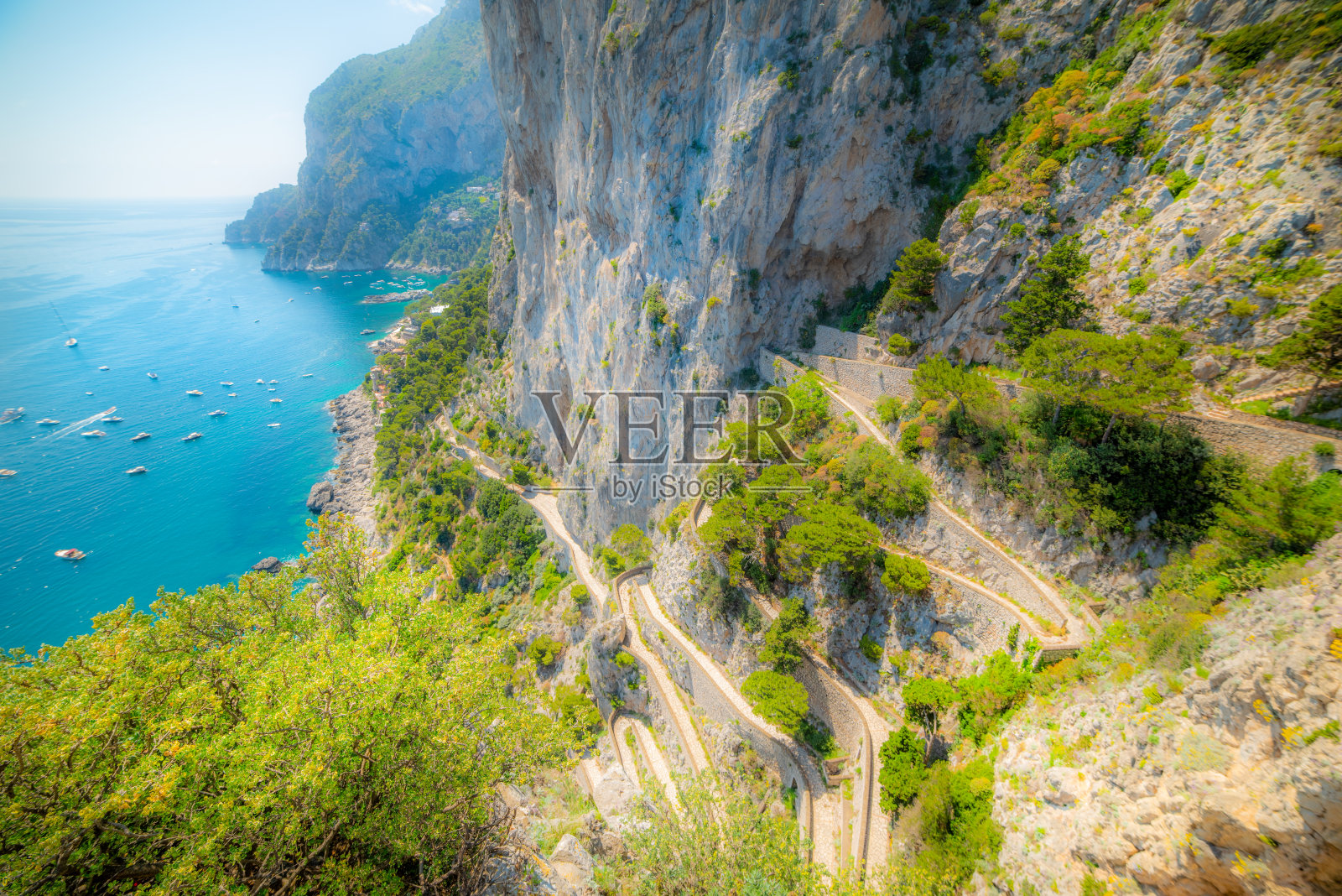 卡普里海岸著名的克虏伯街照片摄影图片