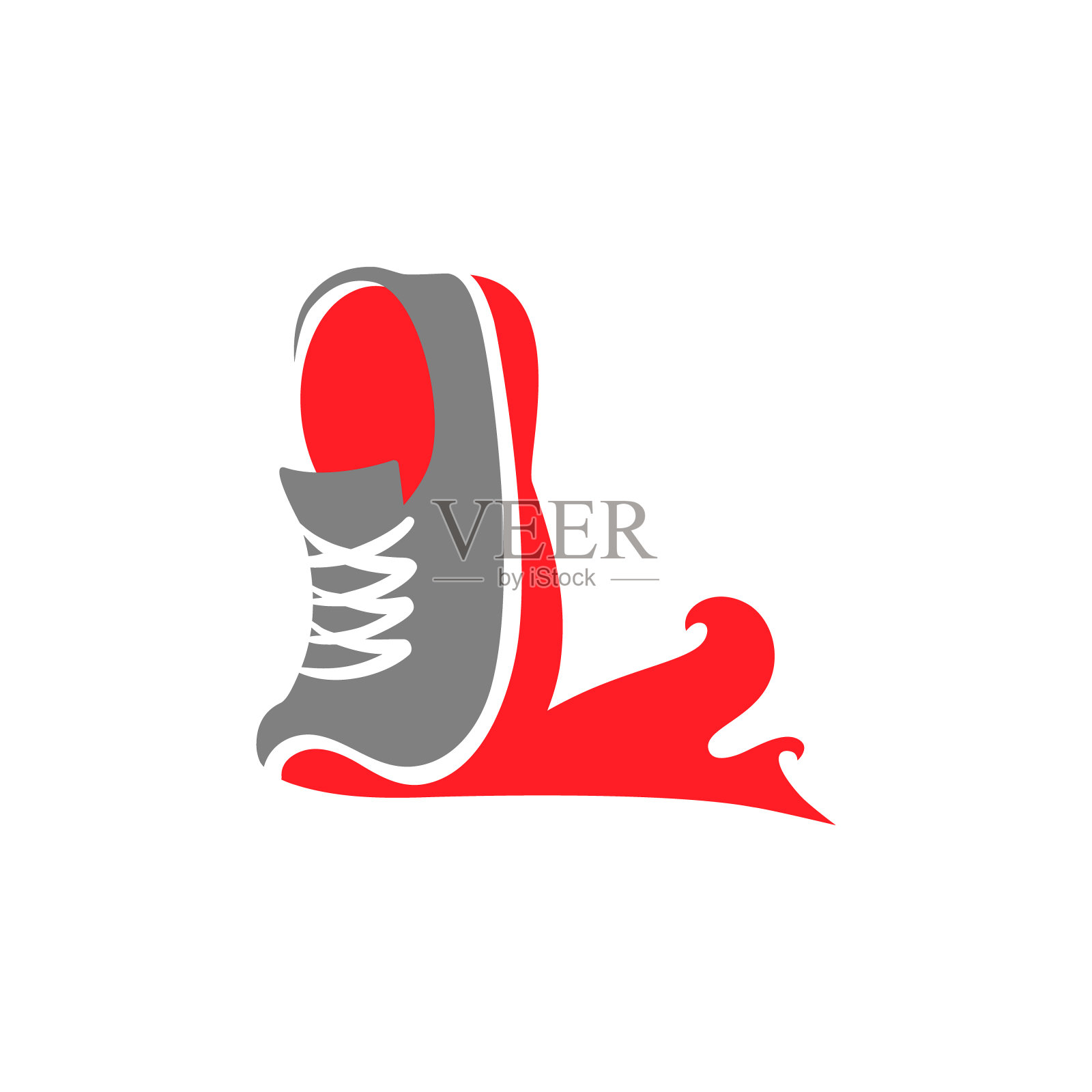 跑鞋在白色背景上的火焰符号插画图片素材