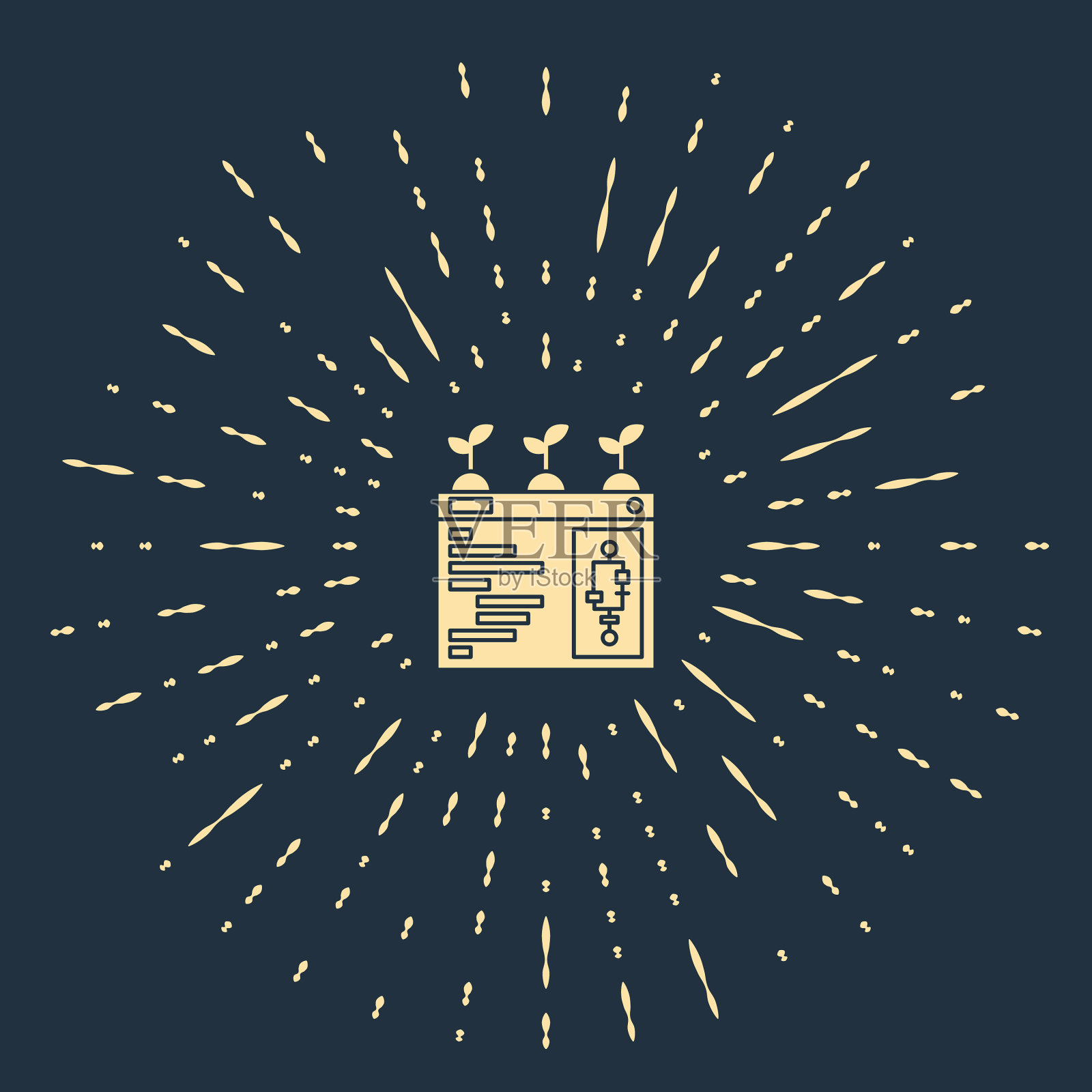 米色智能养殖技术-农场自动化插画图片素材