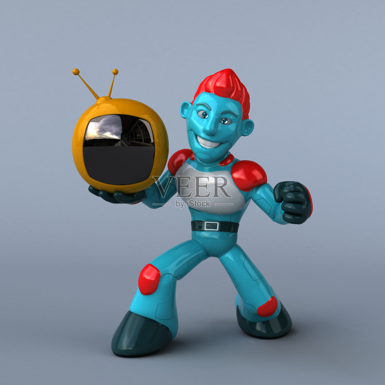 红色机器人- 3D插图照片摄影图片