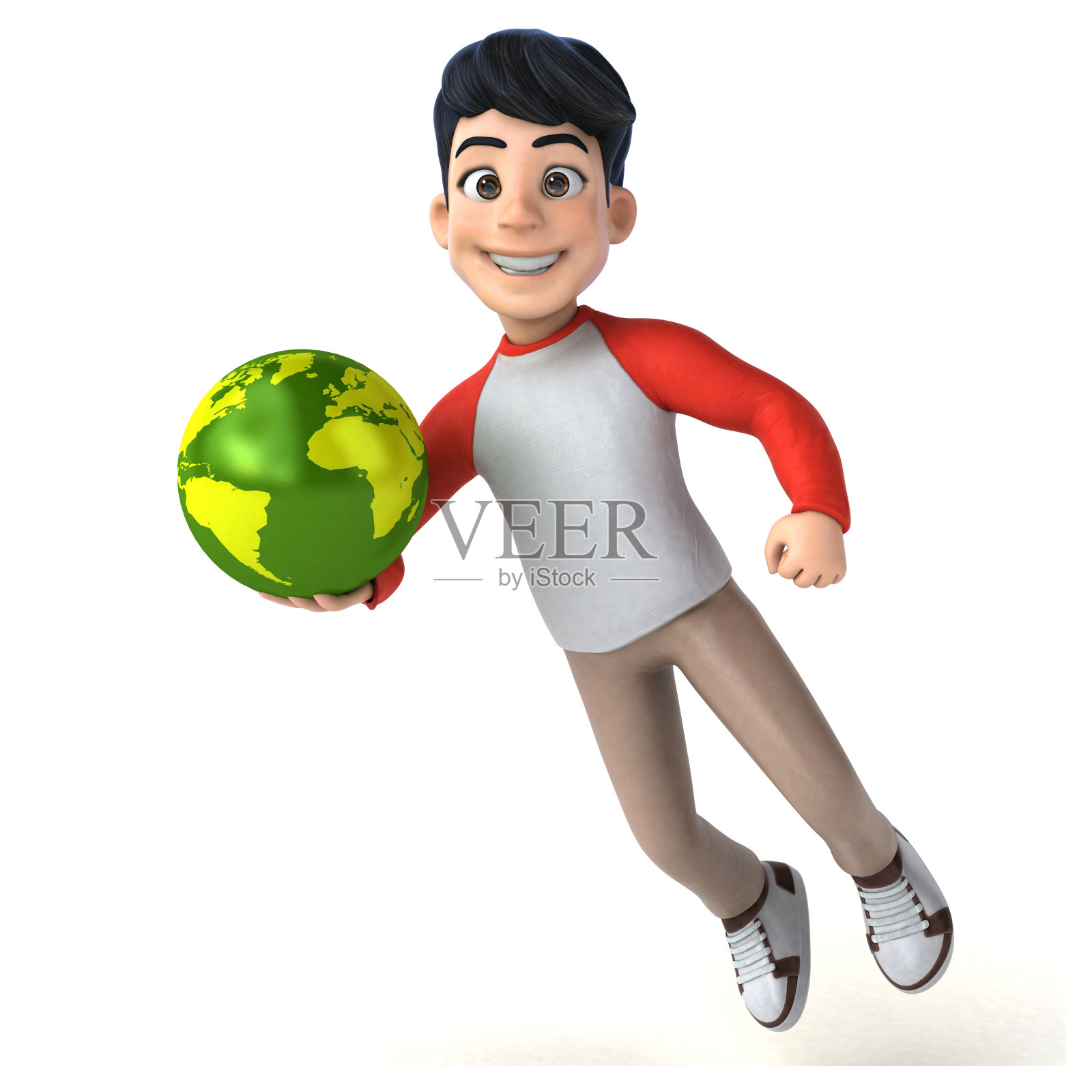 有趣的3D亚洲少年与漫画风格照片摄影图片