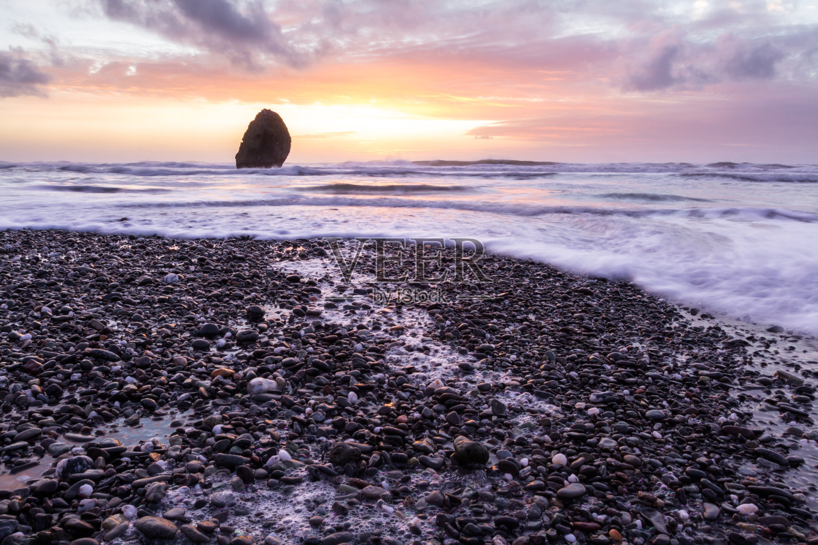 俄勒冈州黄金海滩的日落照片摄影图片