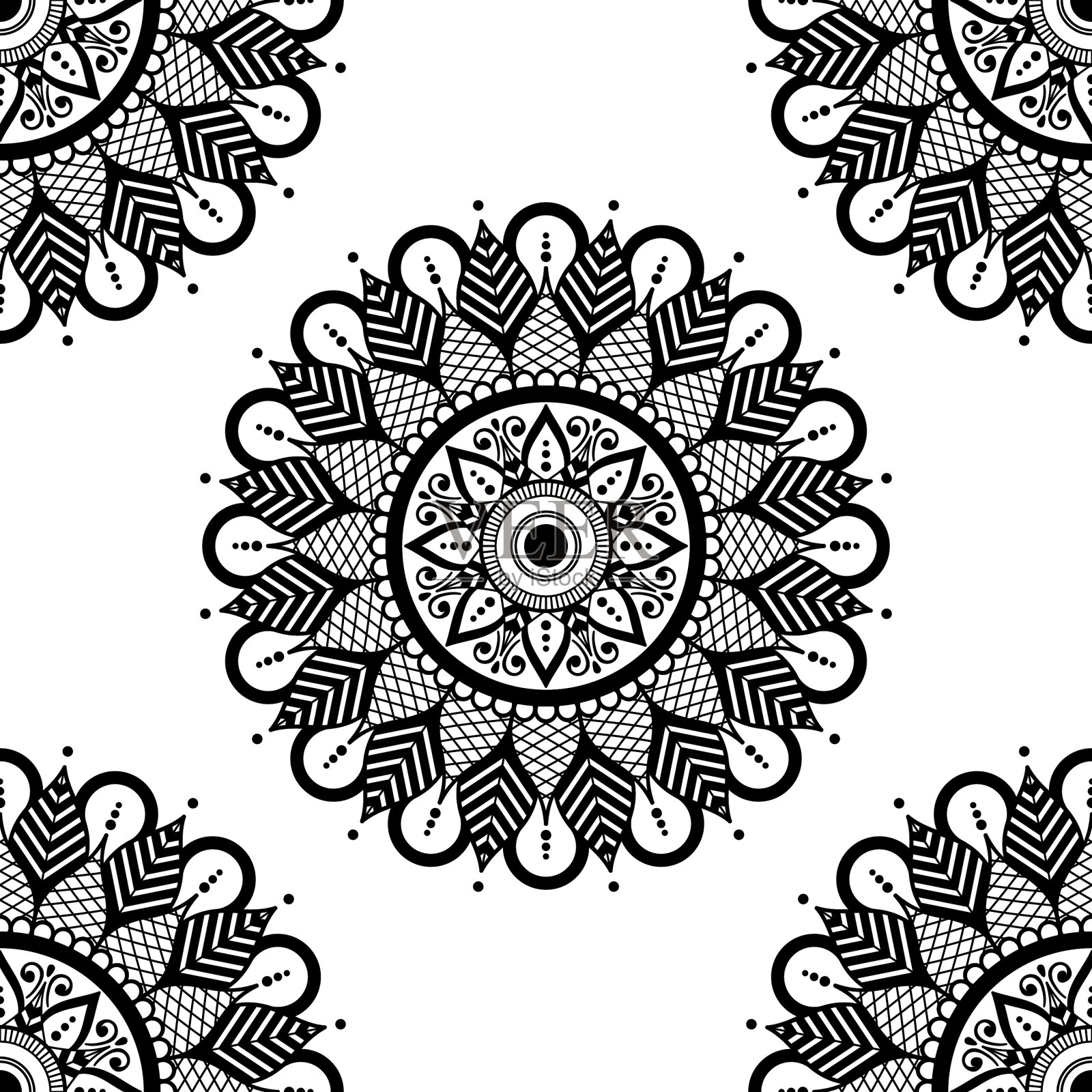 民族曼荼罗点缀。可用于贺卡、手机壳打印等。插画图片素材