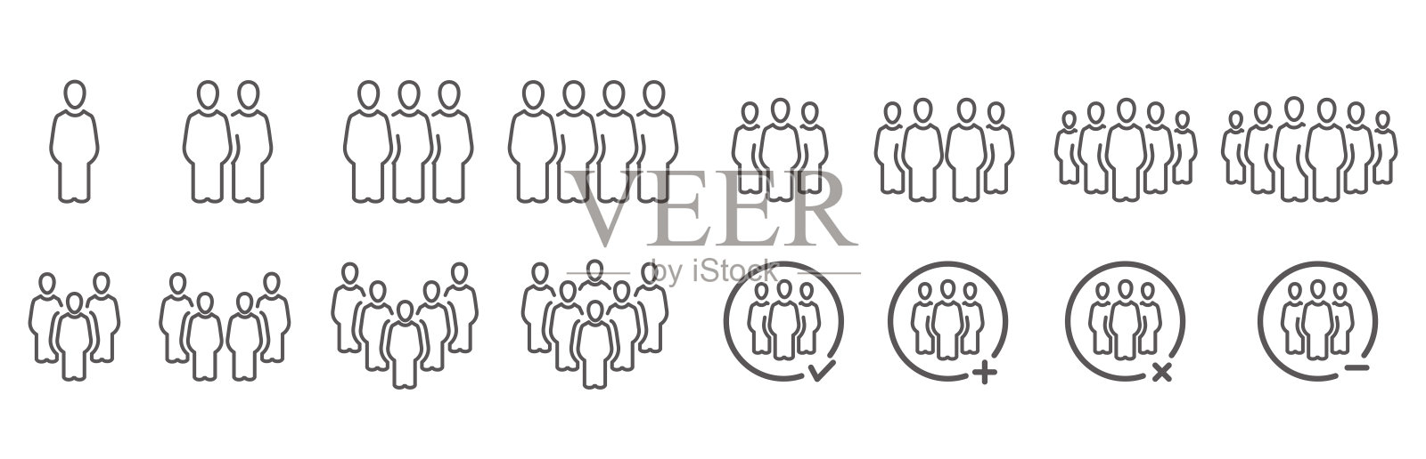 人和人口图标集，矢量和插图图标素材