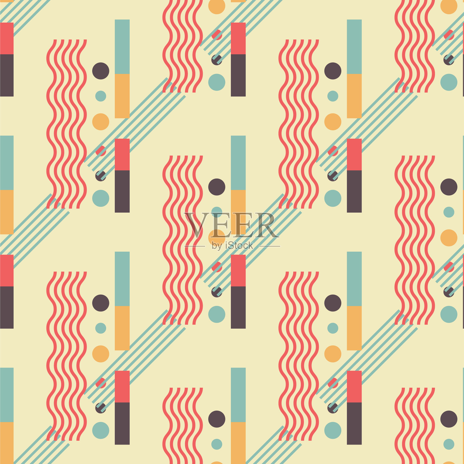 垂直波流无缝模式插画图片素材