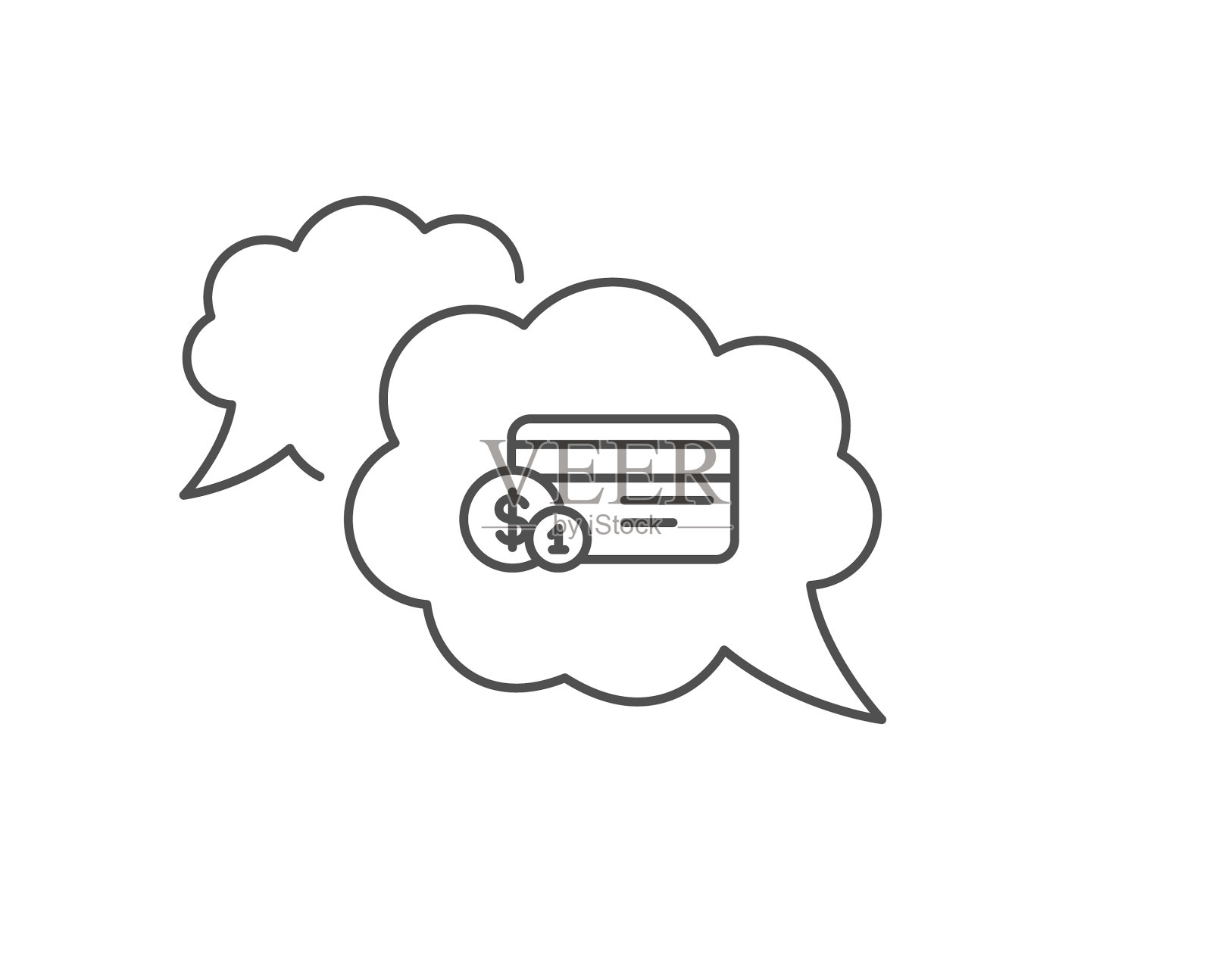 信用卡线图标支付卡与硬币设计元素图片