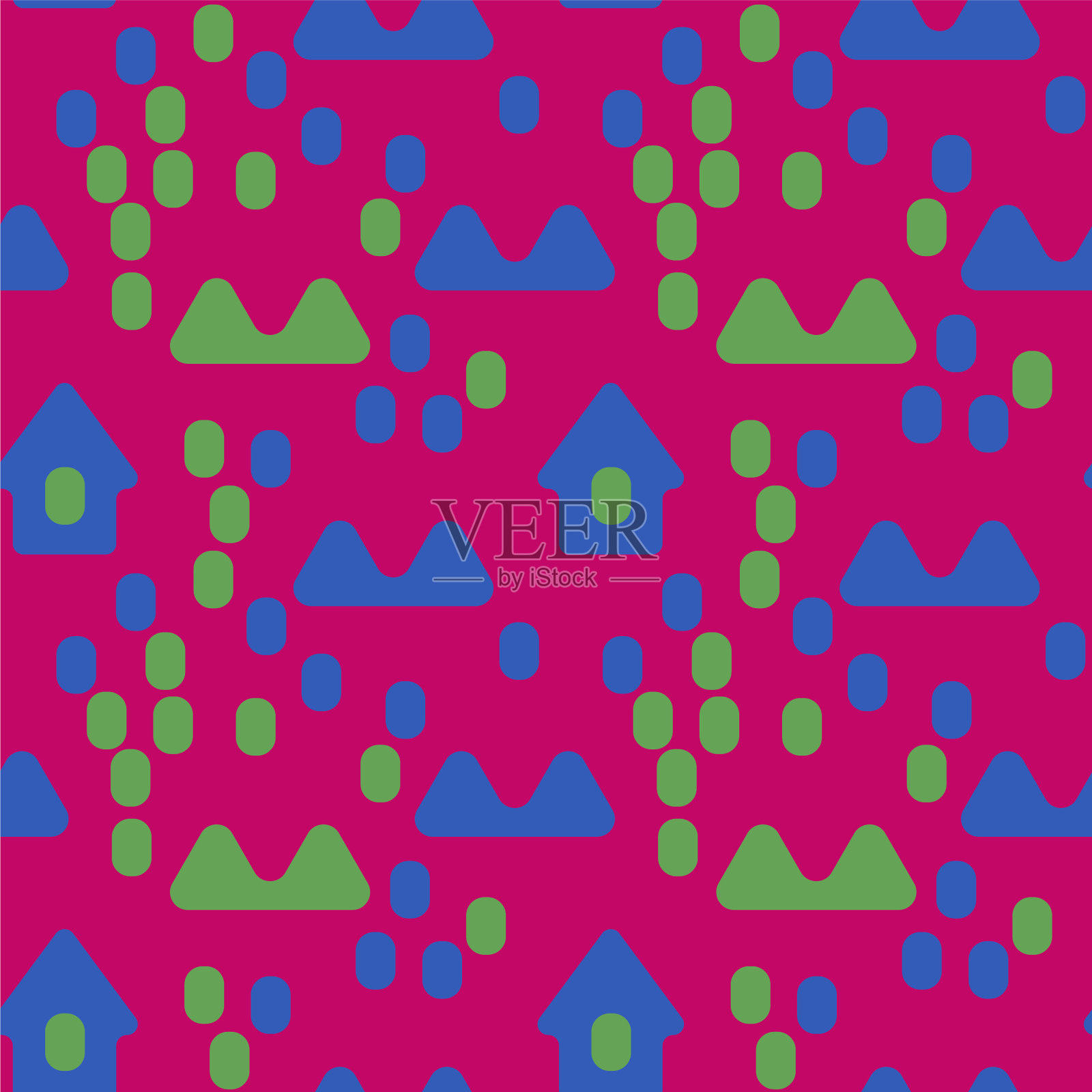 北欧村落无缝模式插画图片素材