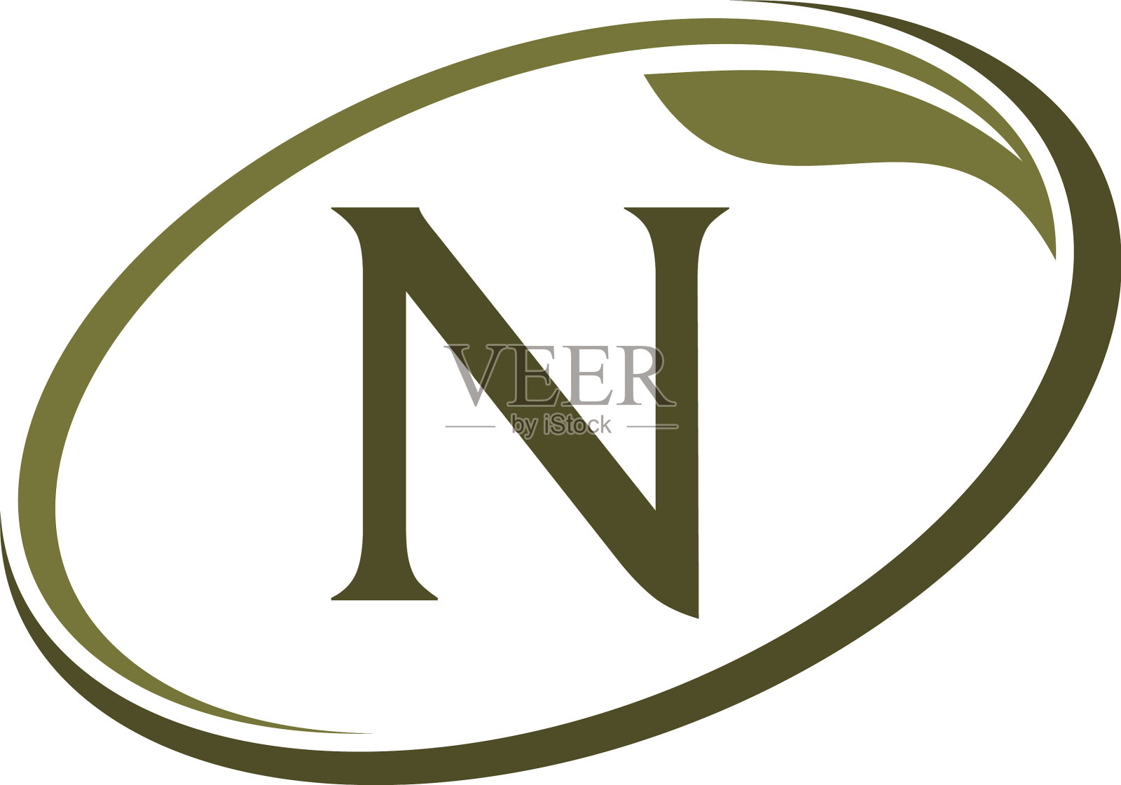 叶字母n设计元素图片