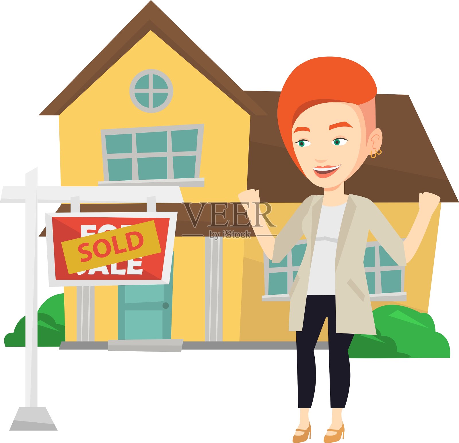 房地产中介签订合同设计元素图片