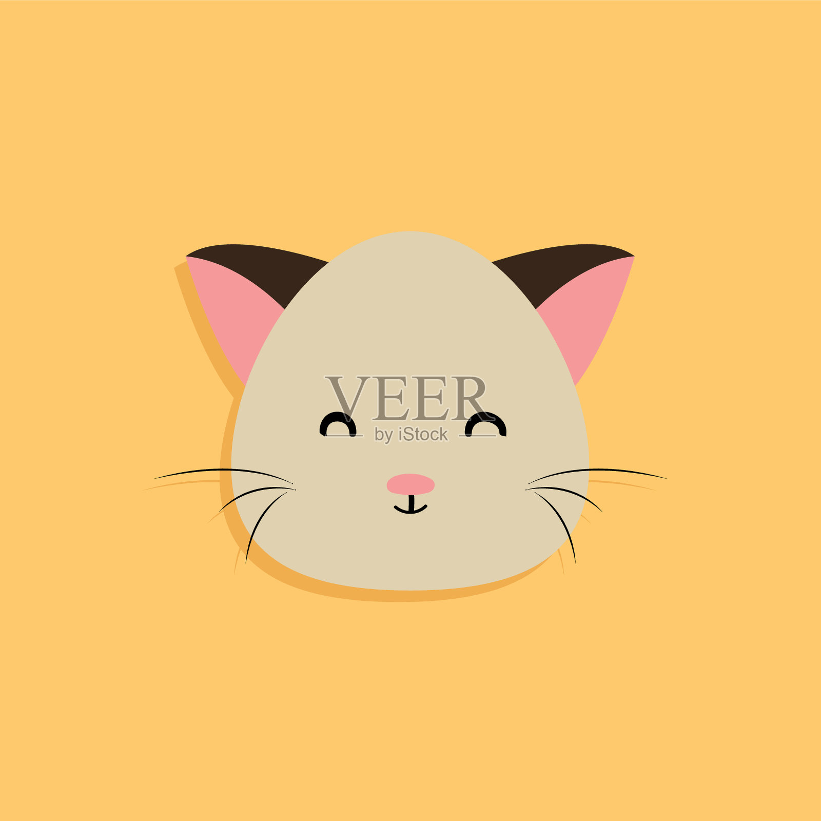 猫卡通脸插画图片素材