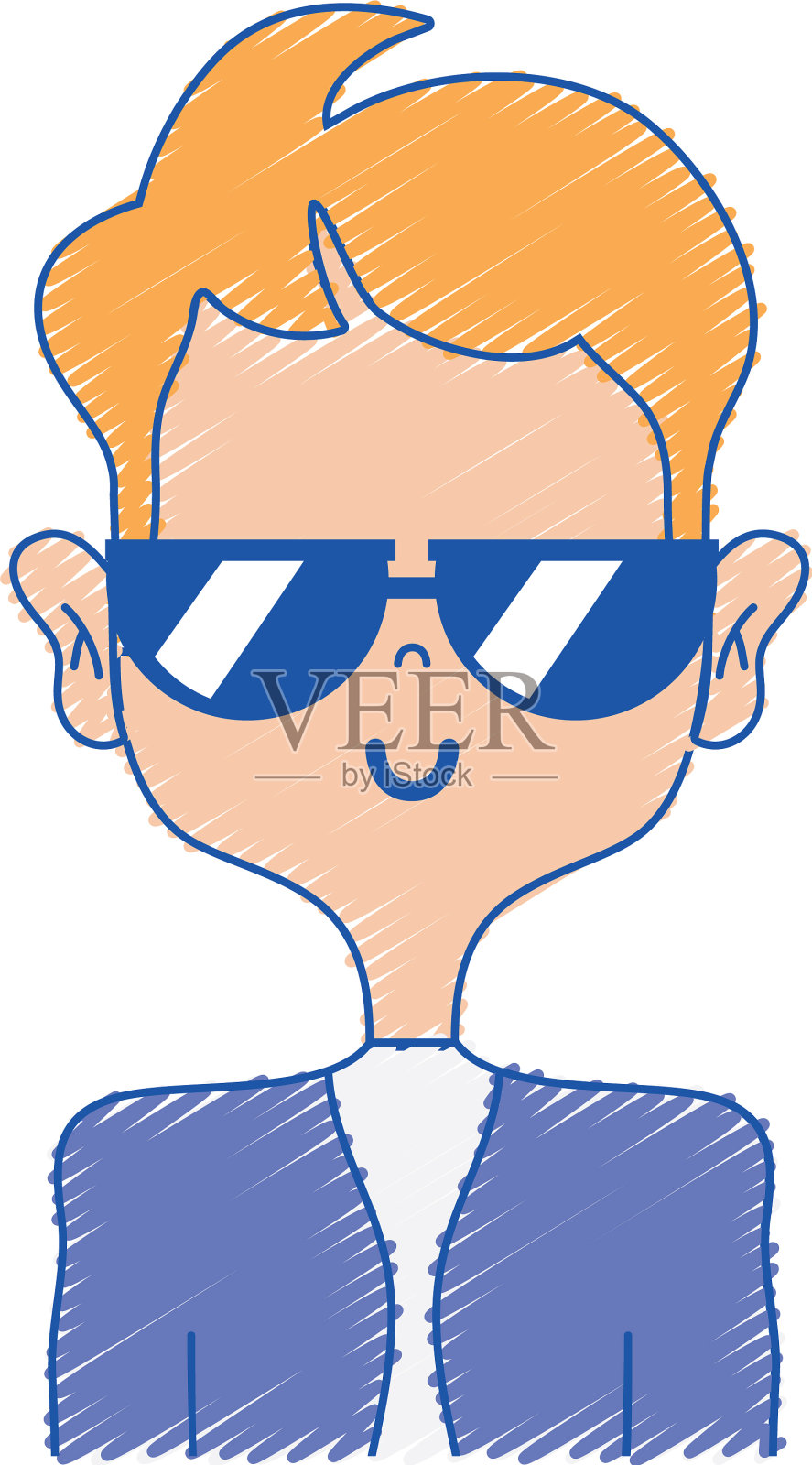 滑稽的男人，优雅的衣服和发型插画图片素材