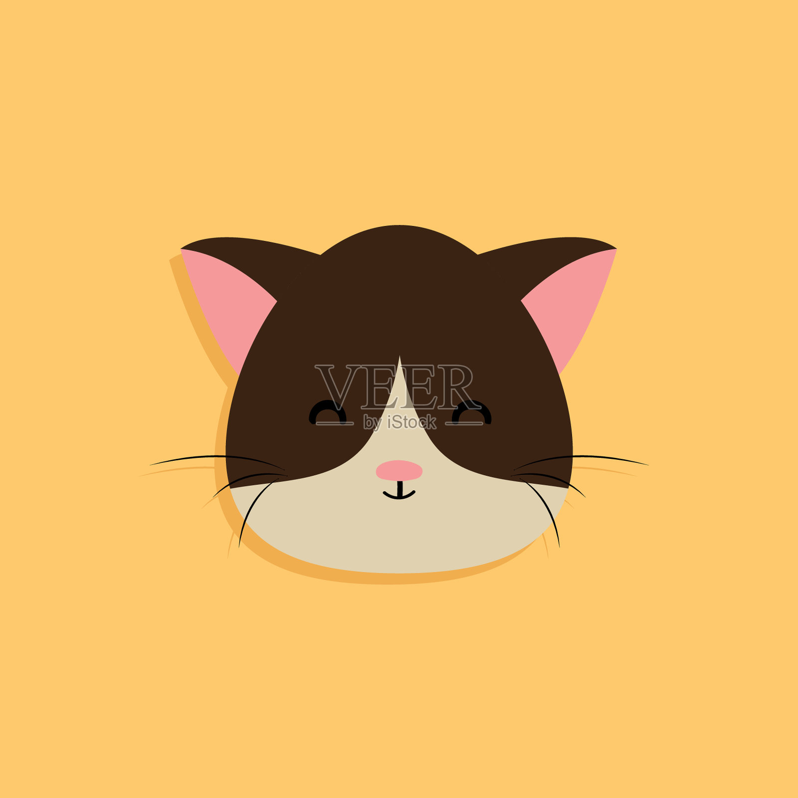 猫卡通脸插画图片素材