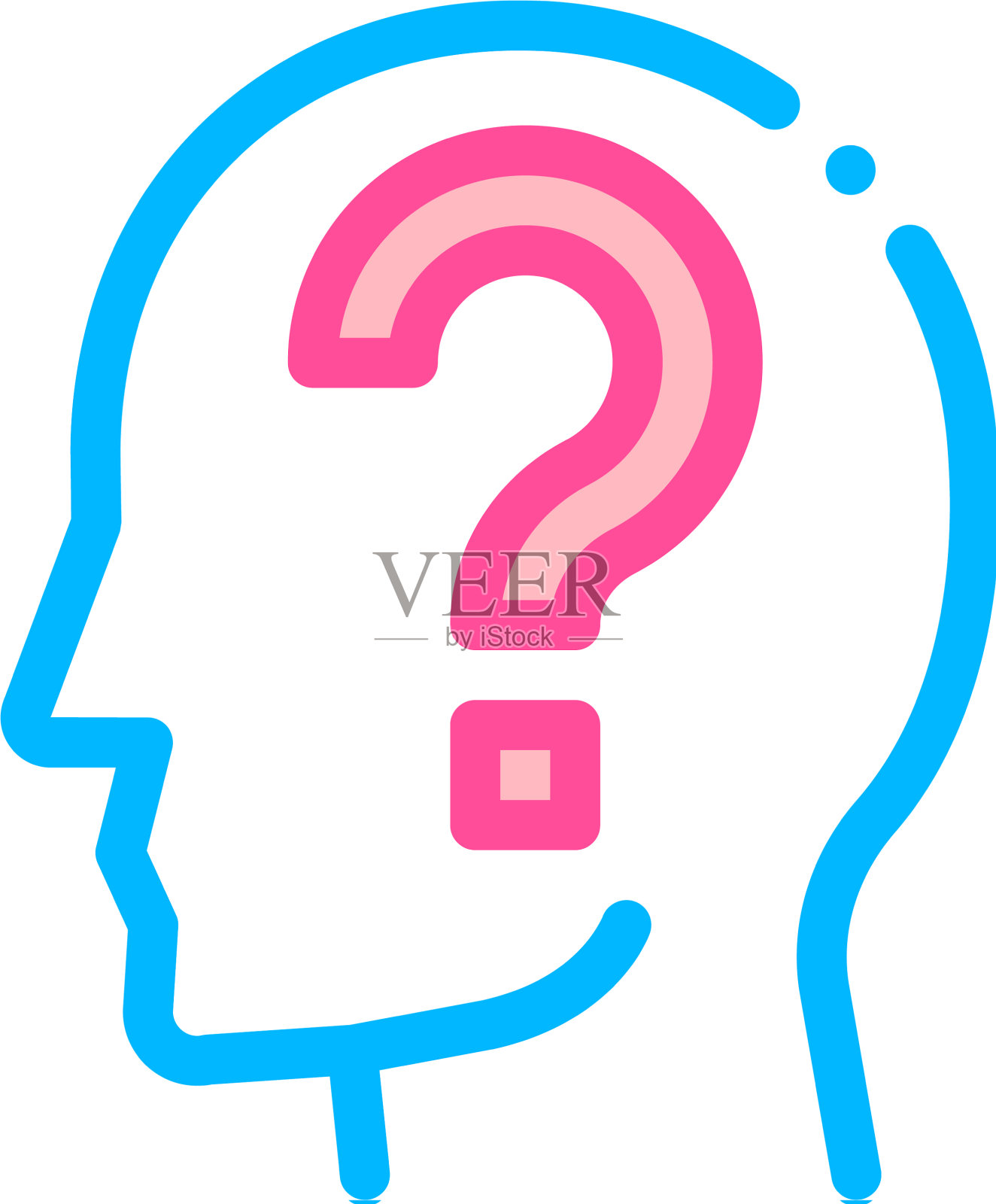 问号在男人轮廓的头脑图标设计元素图片