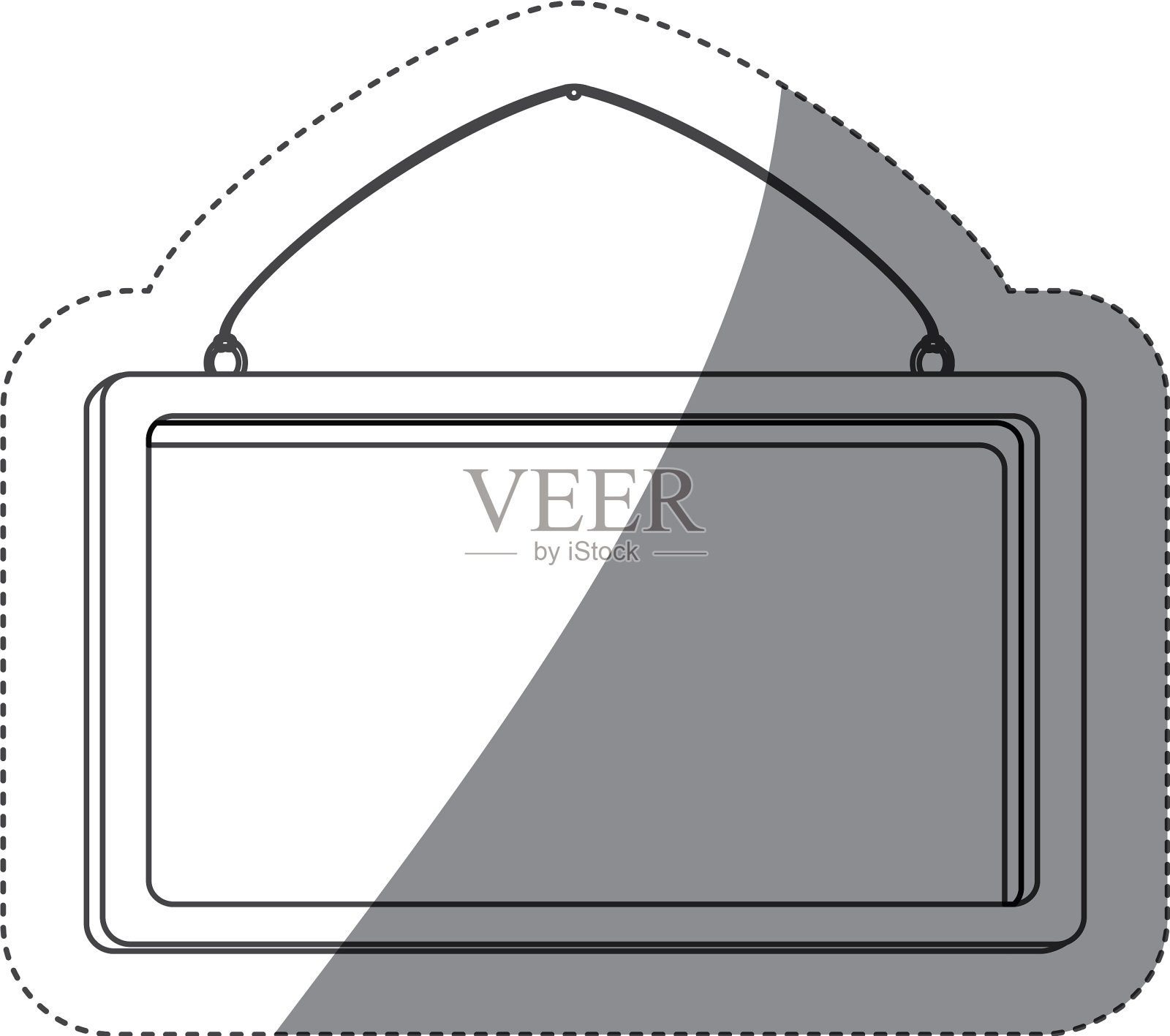 灰度轮廓贴纸与矩形框架插画图片素材