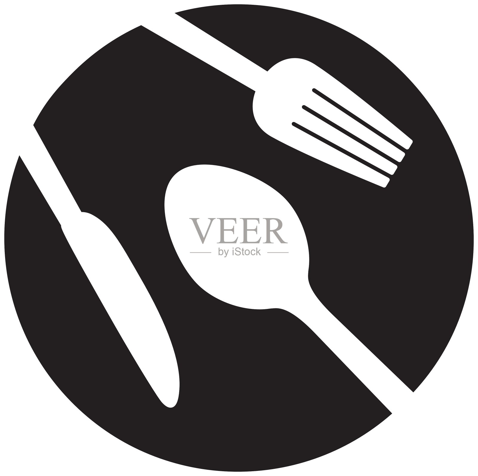 轮廓板与餐具图标形象插画图片素材