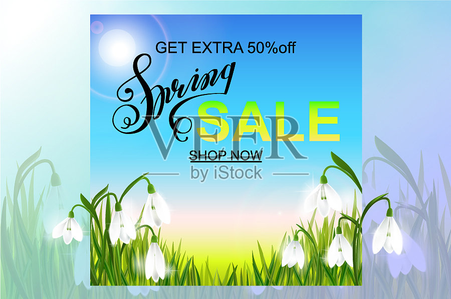 春天的背景是雪白的花莲插画图片素材