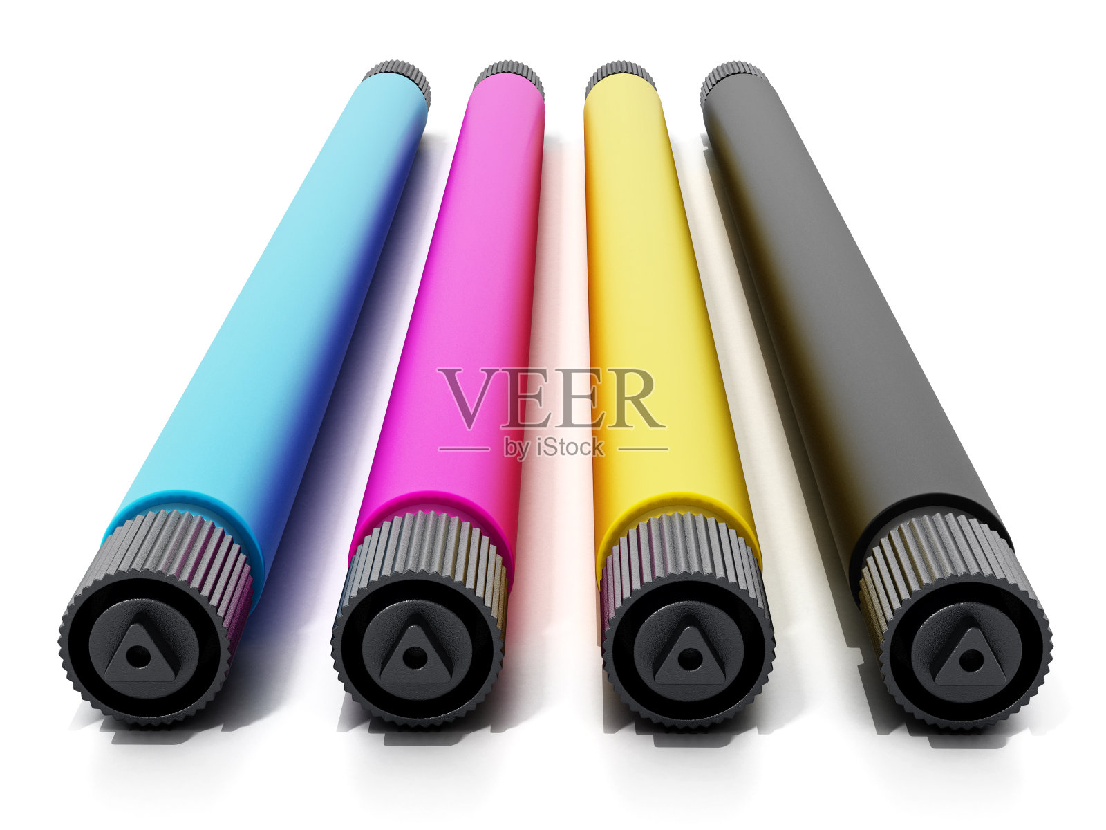 CMYK墨盒备件隔离白色照片摄影图片