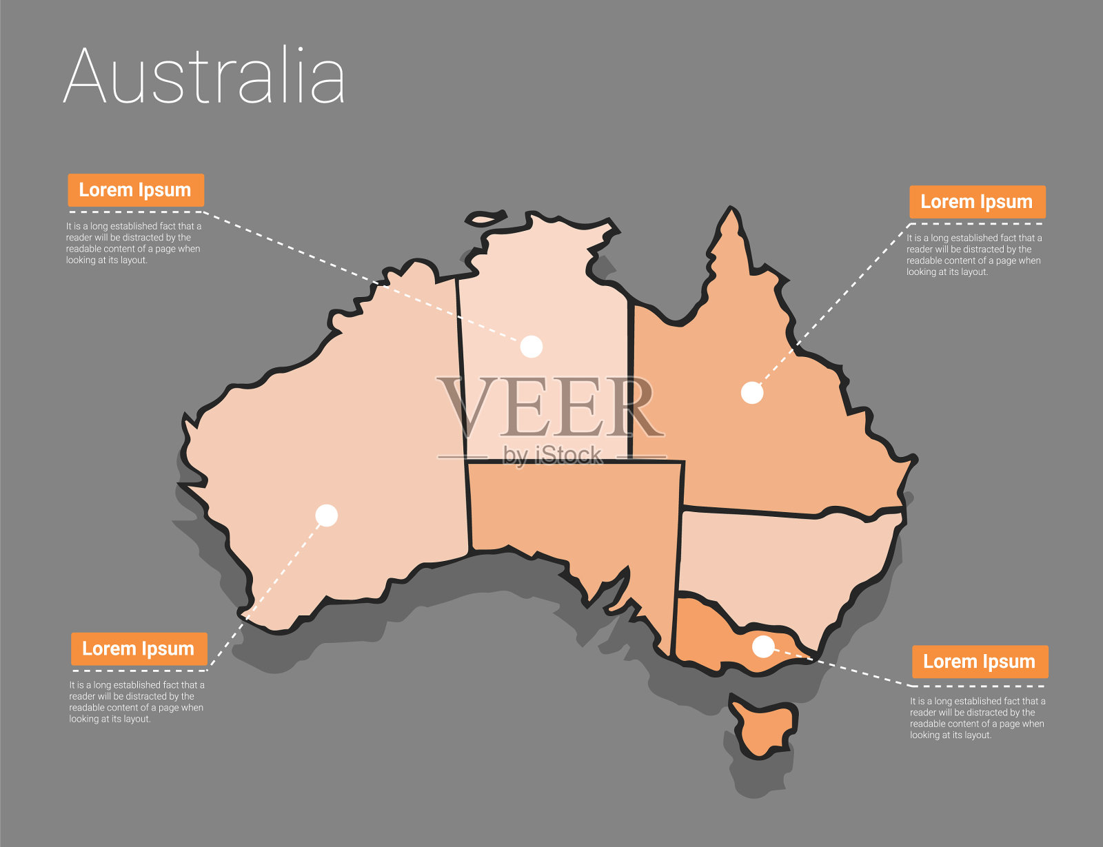 澳大利亚地图的概念插画图片素材