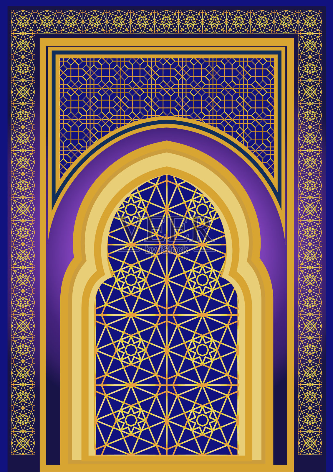 伊斯兰建筑装饰背景插画图片素材