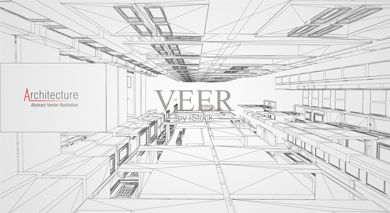 现代建筑的城市线框概念插画图片素材