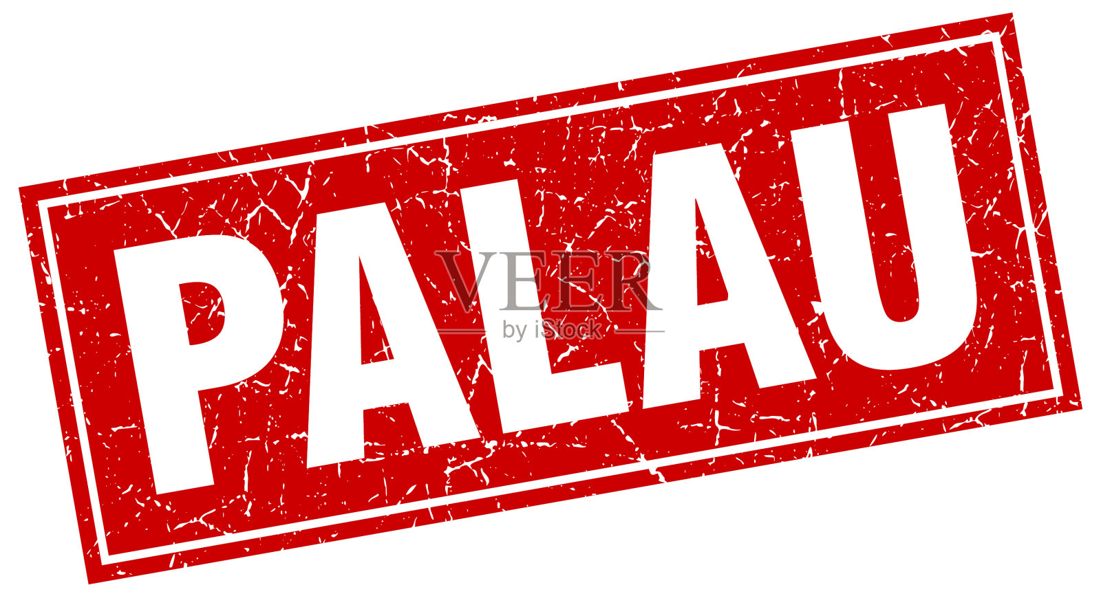 帕劳红色方块垃圾复古孤立邮票插画图片素材