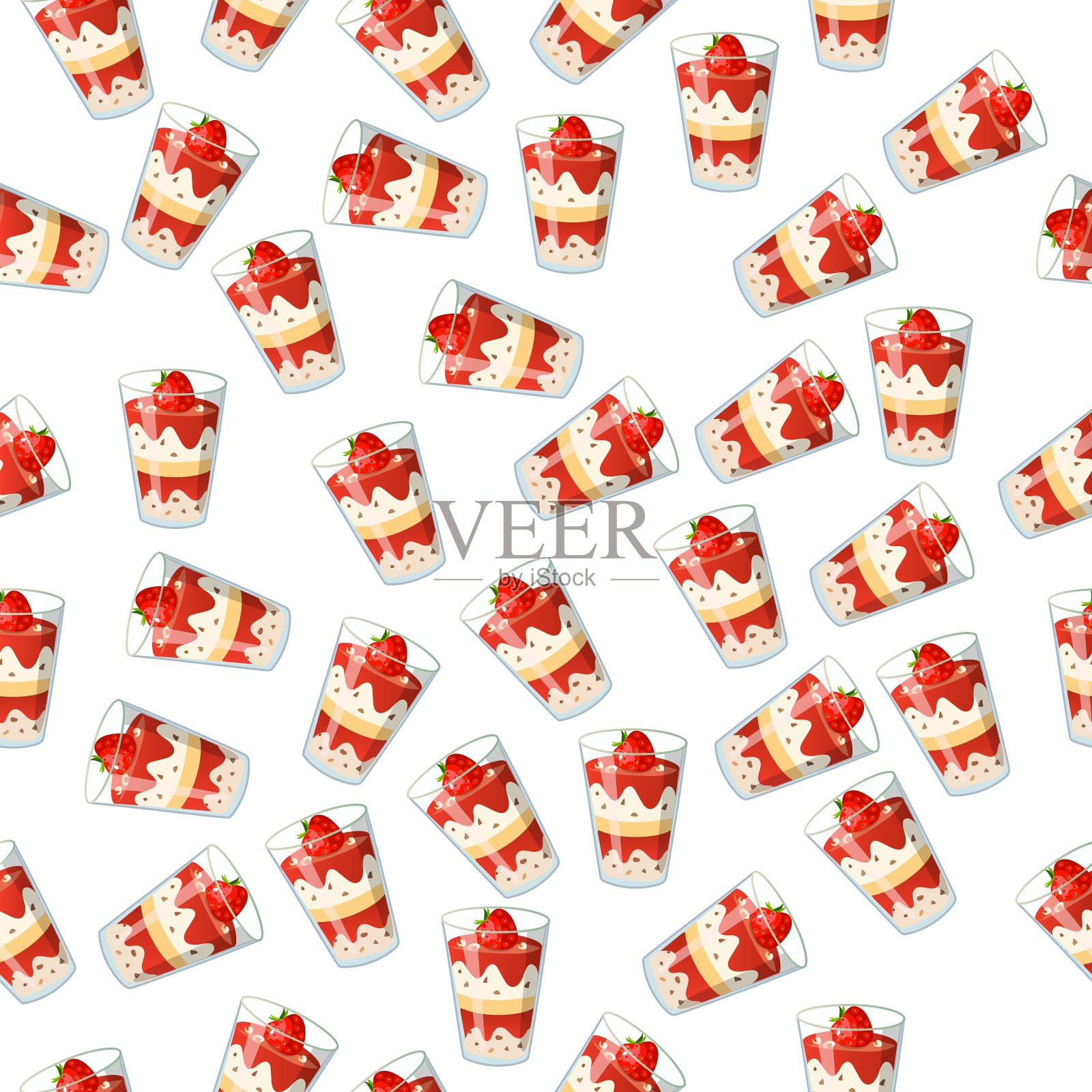 玻璃杯里的冰淇淋插画图片素材