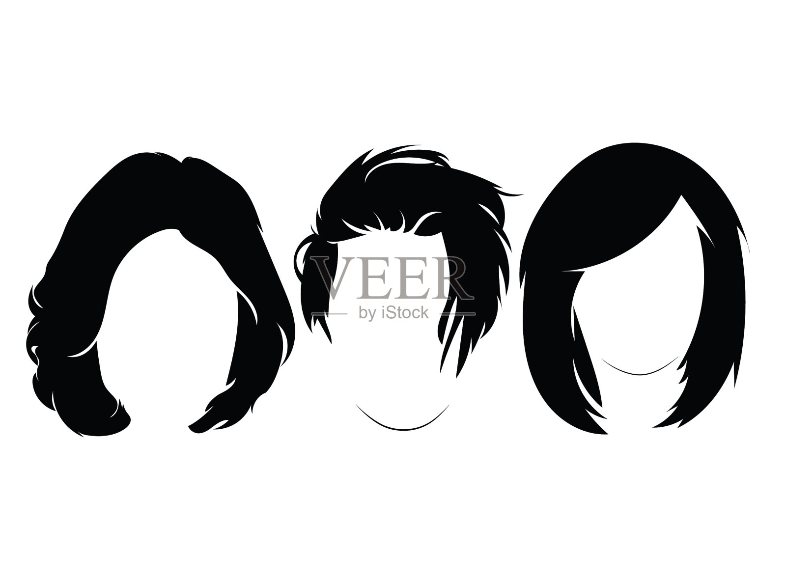 为女性收集黑色的发型设计元素图片