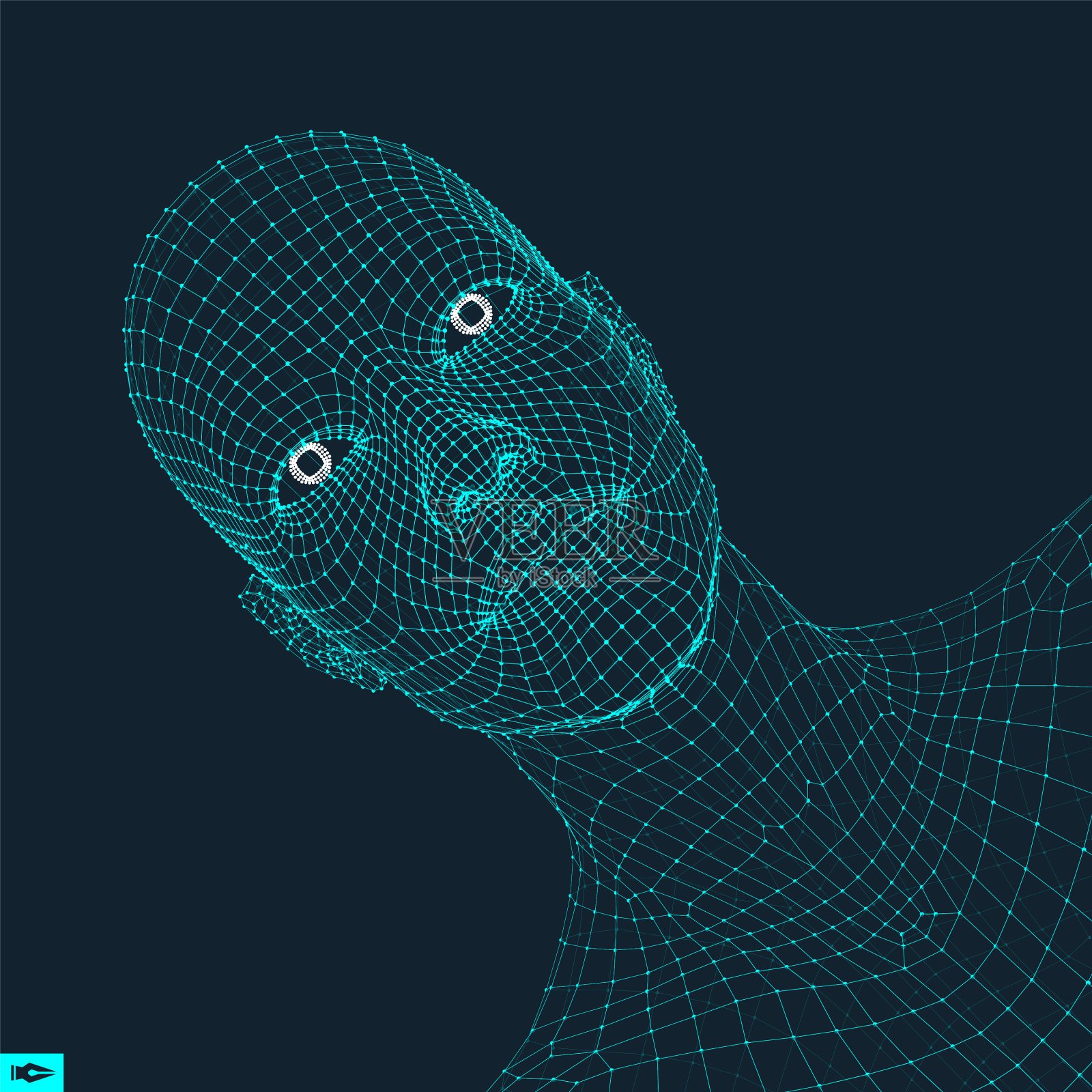 人的头部从三维网格几何脸插画图片素材