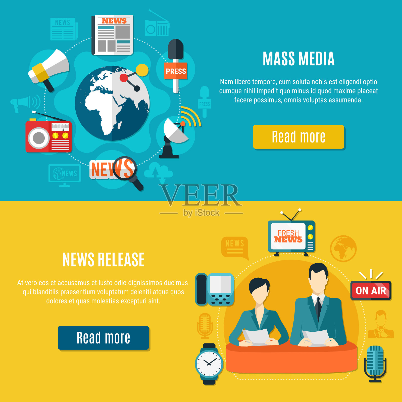 大众传媒及新闻发布横额条幅插画图片素材
