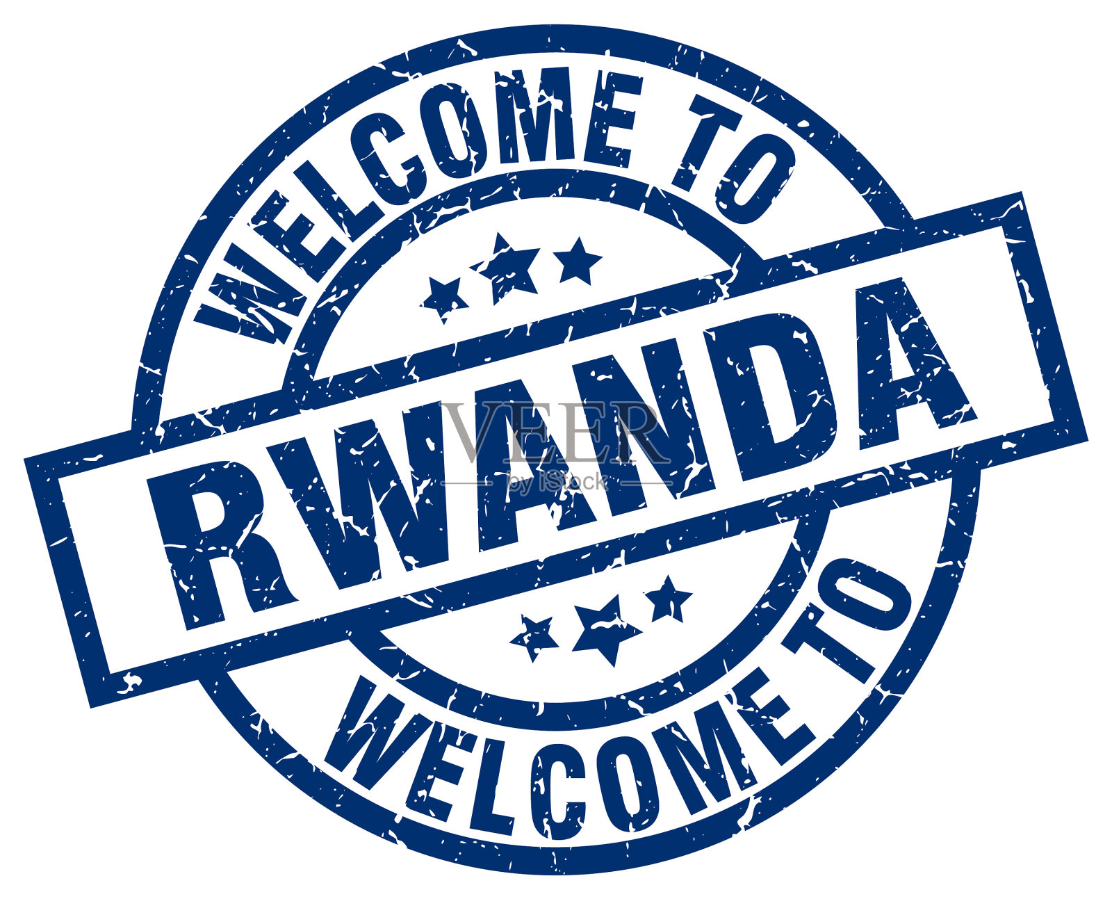 欢迎来到卢旺达蓝色邮票插画图片素材