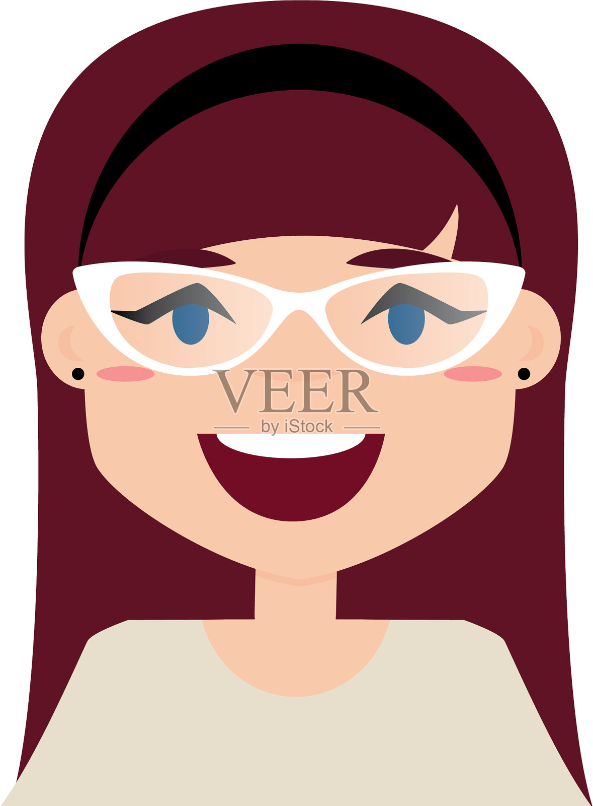 女孩的表情的脸插画图片素材