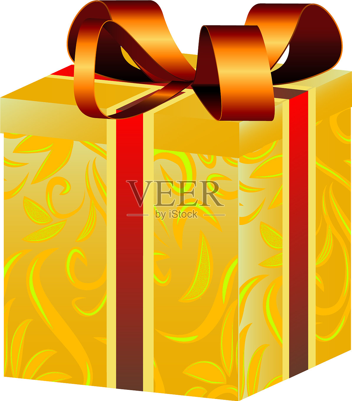 带有丝带和蝴蝶结的礼盒插画图片素材