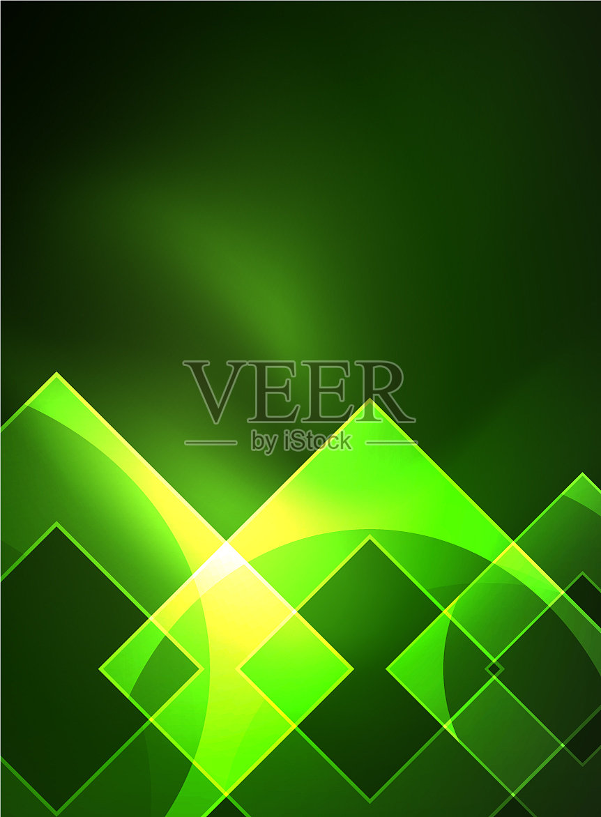 在黑暗的数字抽象中发光的方块插画图片素材