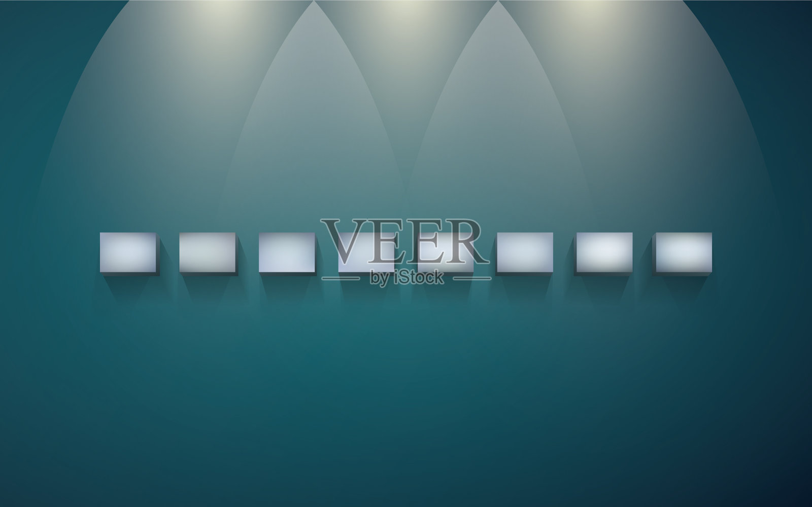 一排架子，陈列在深色的墙上插画图片素材